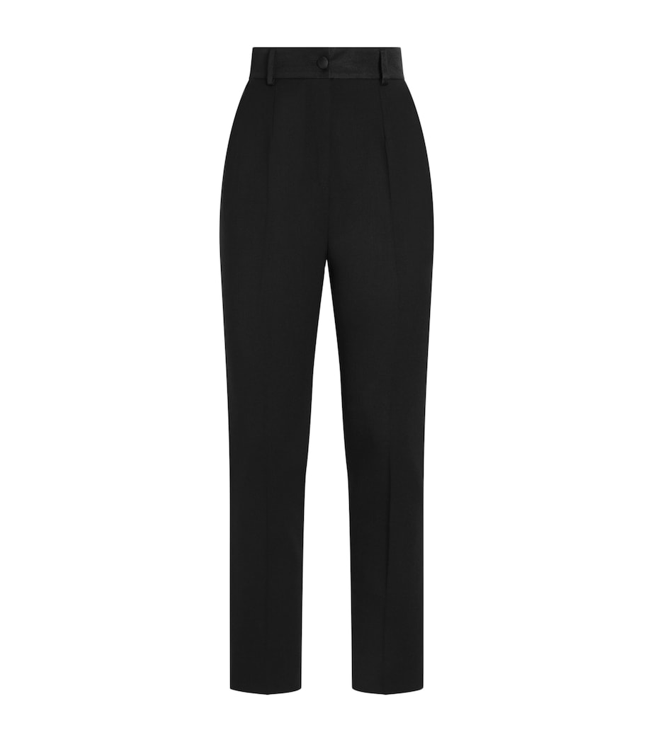 Dolce&Gabbana Womens Satin-Trim Trousers Black Image 1