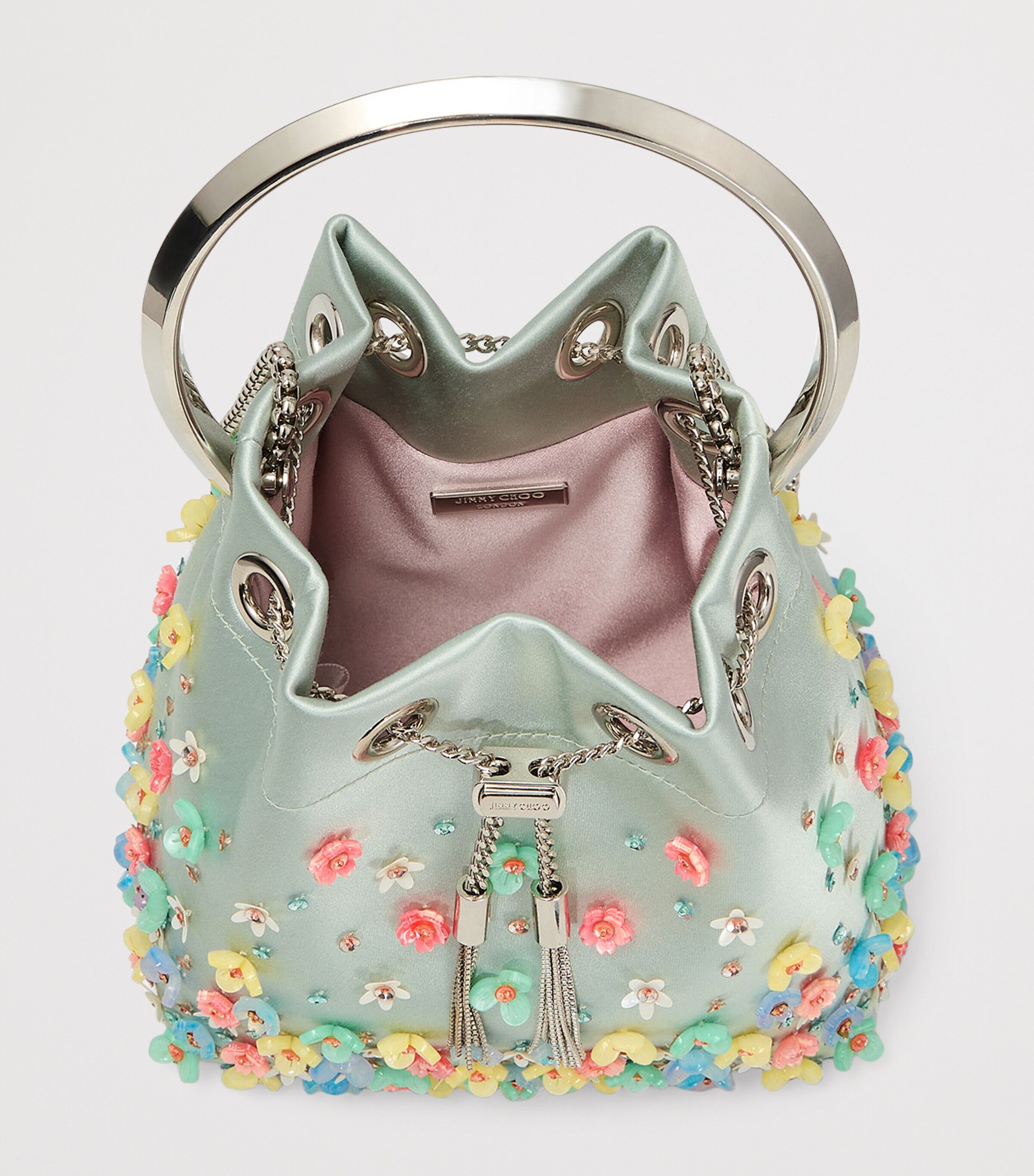 Jimmy Choo Turquoise Floral Bon Bon Top-Handle Bag | Harrods US