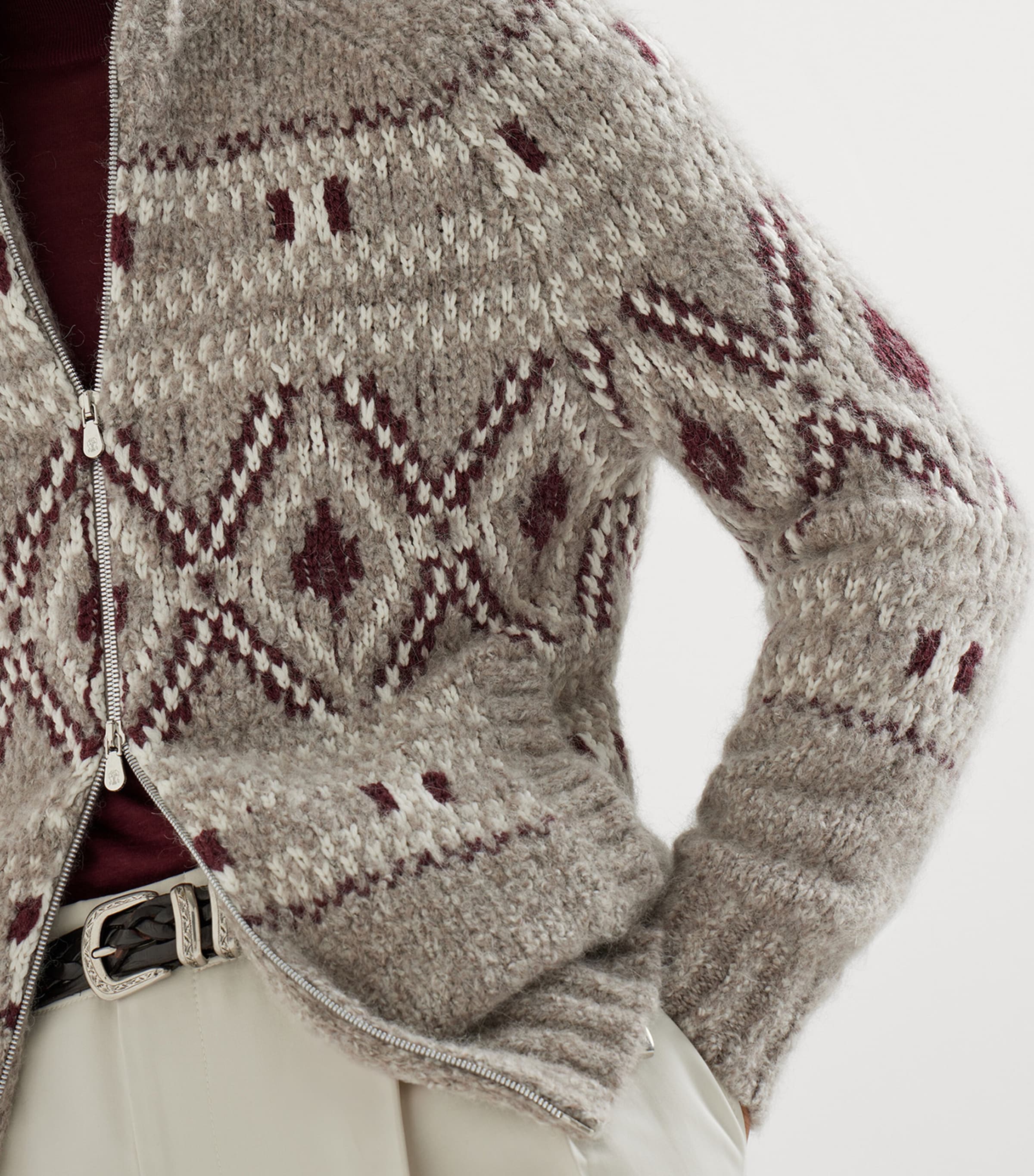 Alpaca-Wool-Cashmere Zipped Cardigan CBZ19 Image 6