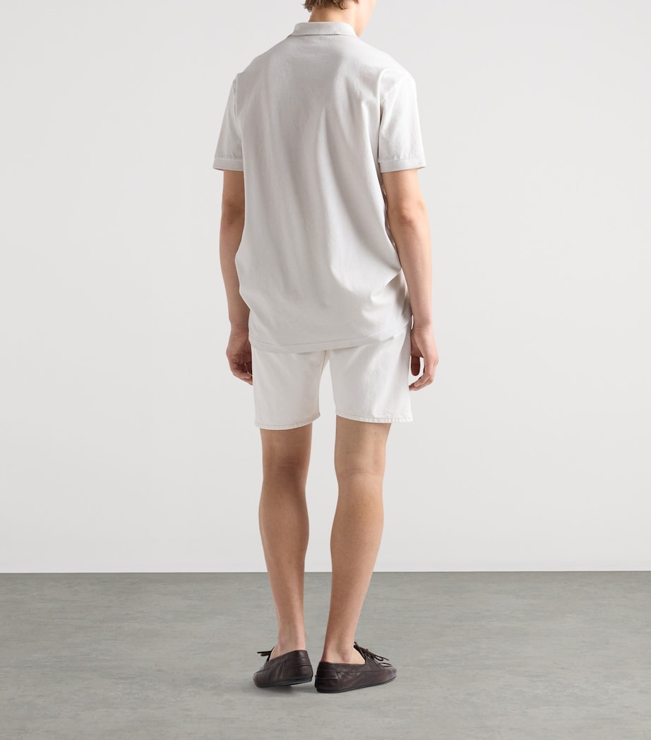 Prada Mens Garment-Dyed Cotton Slim Polo Shirt Neutral Image 4