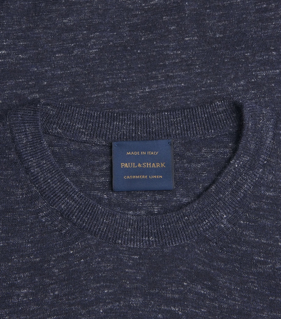 Paul & Shark Mens Silk-Cashmere-Linen T-Shirt Blue Image 6