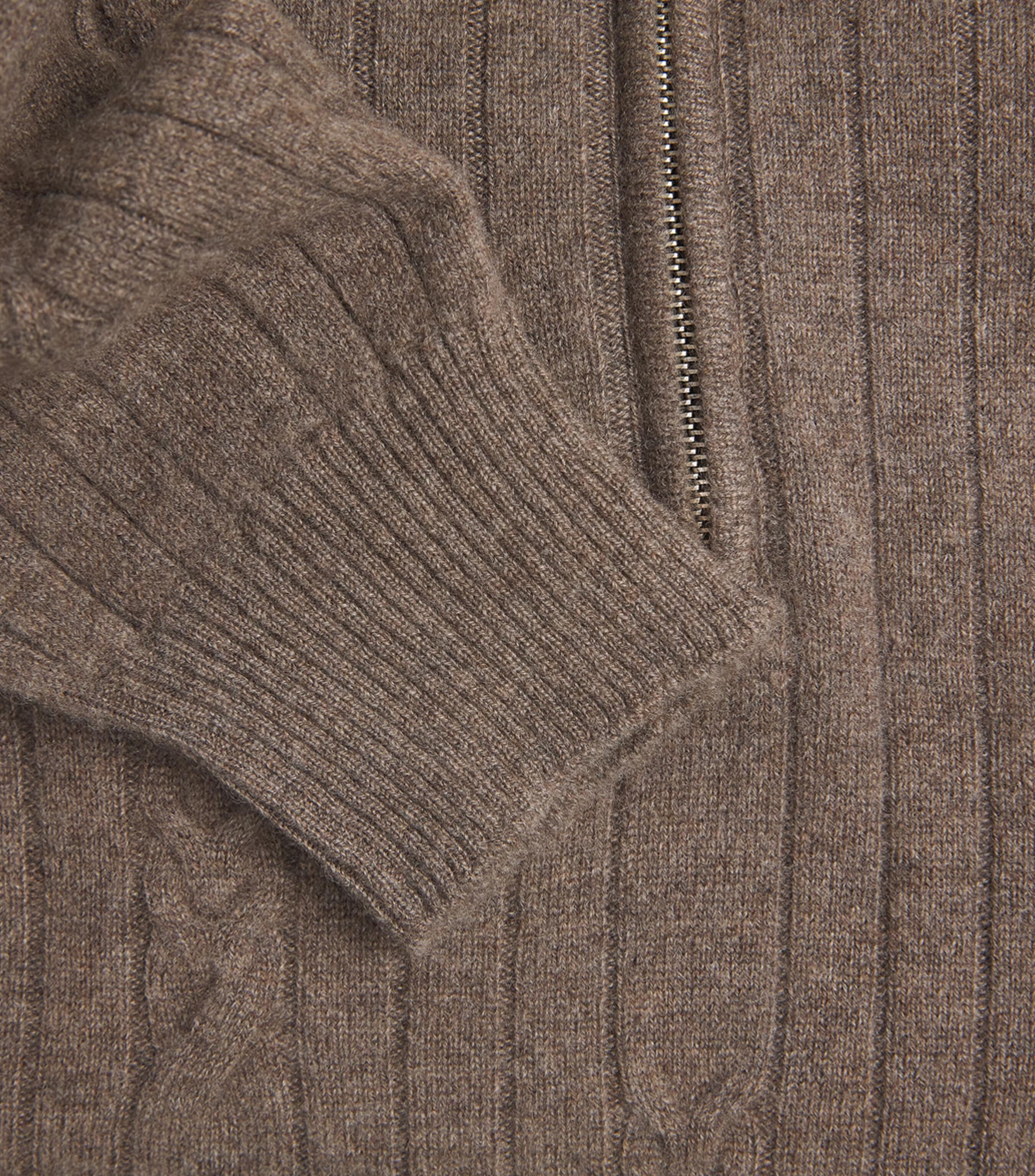 Fioroni Cashmere Mens Cashmere Cable Knit Quarter-Zip Sweatshirt Image 6