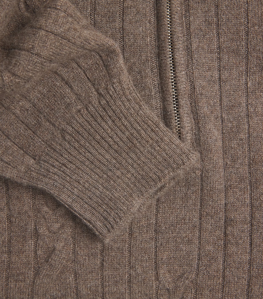 Fioroni Cashmere Mens Cashmere Cable Knit Quarter-Zip Sweatshirt Image 6