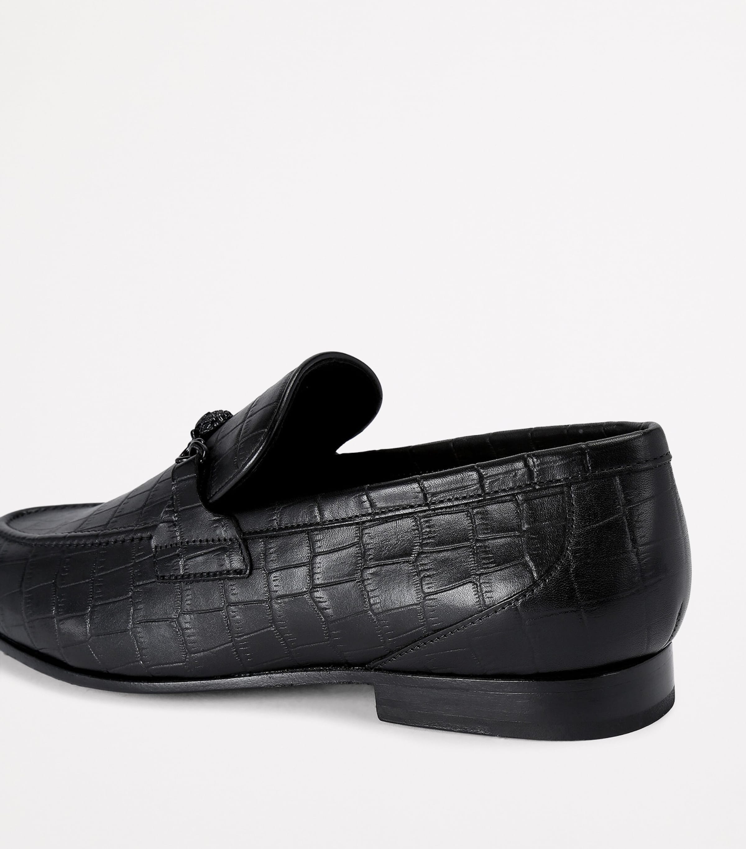 Croc-Embossed Alton Loafers BLACK Image 2