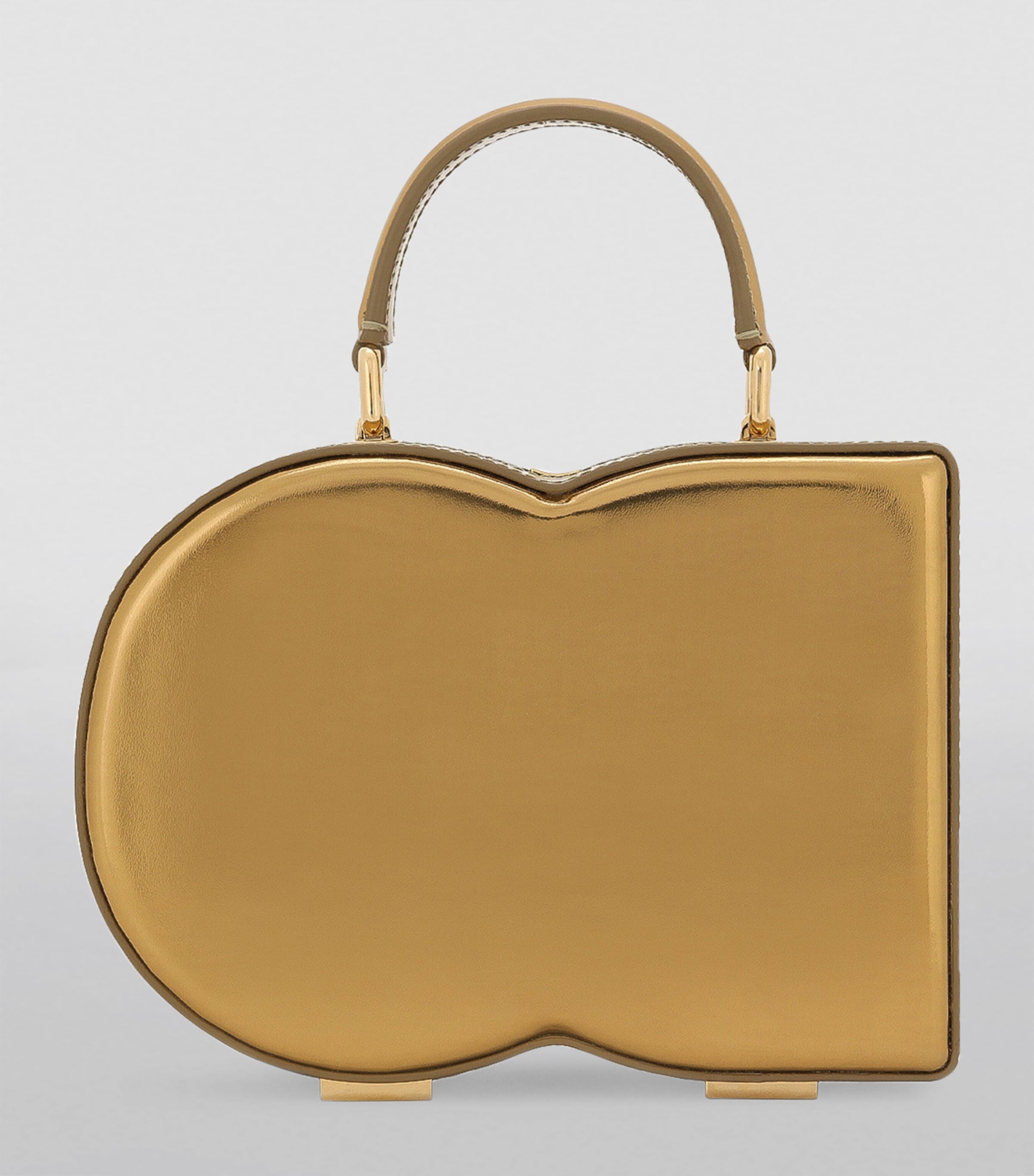 Metallic Leather Logo Box Top-Handle Bag 89869-LIGHT GOLD Image 4