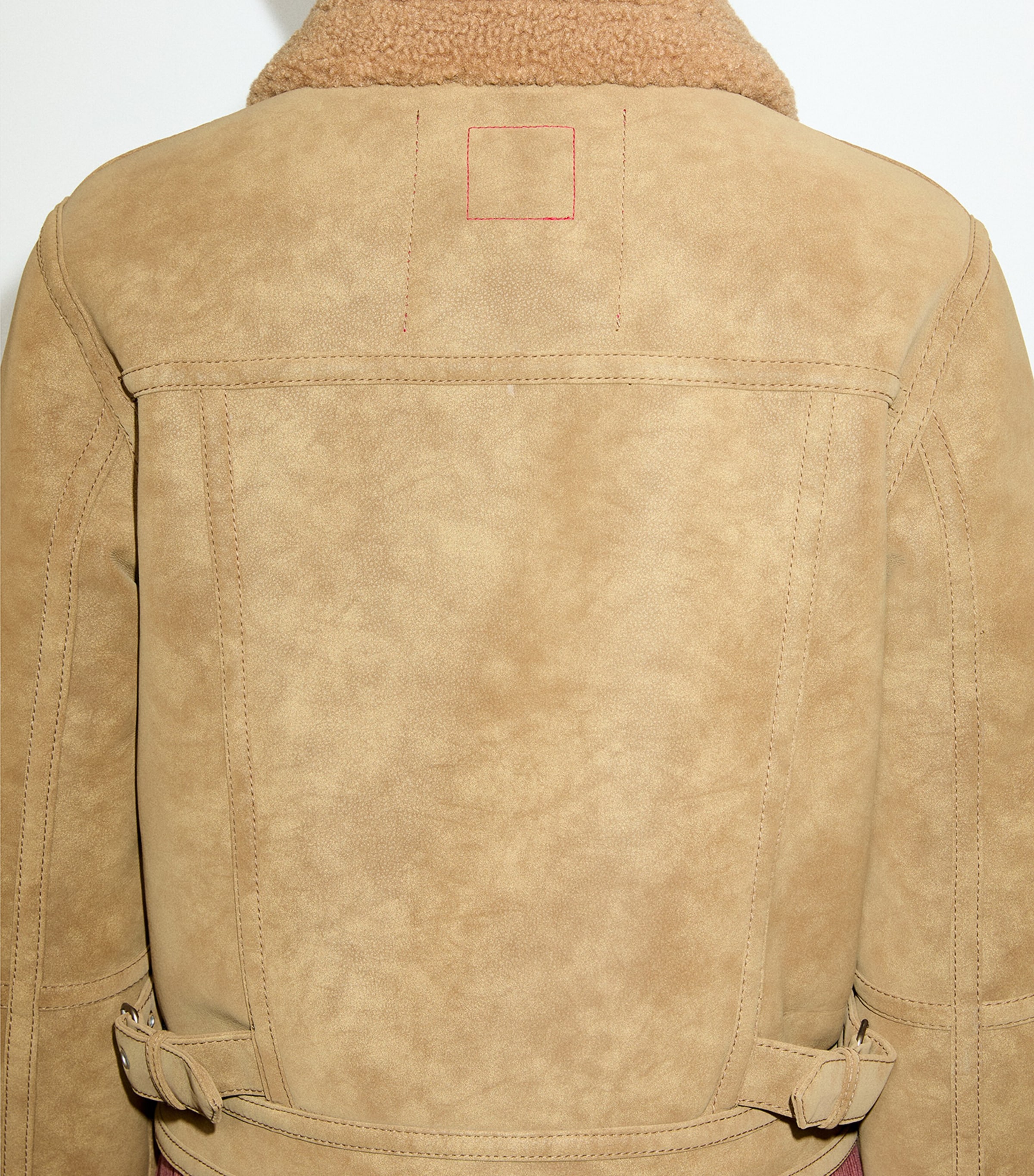 MAX&Co. Womens Faux Shearling Collar Aviator Coat Biscuit Image 5