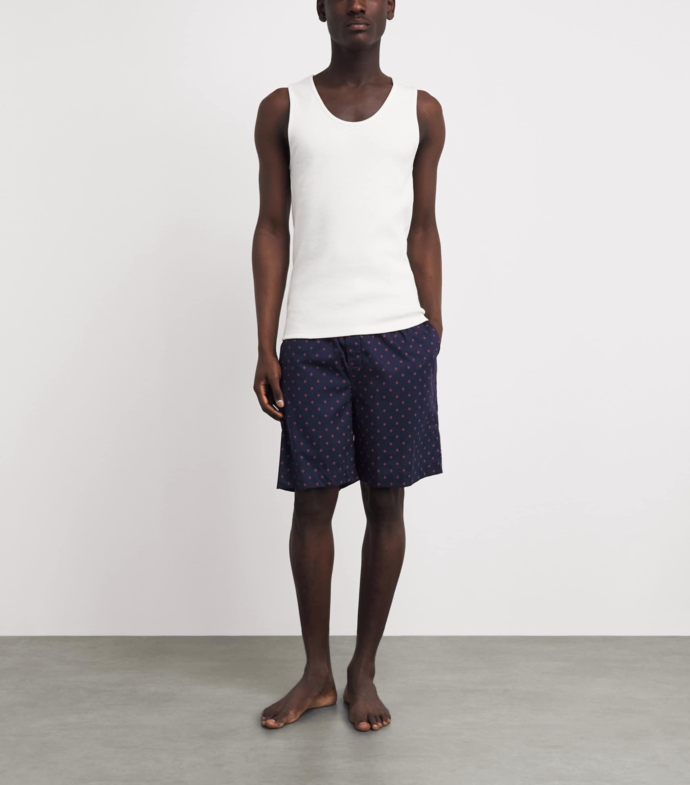 Derek Rose Mens Printed Nelson Lounge Shorts Nav Image 2