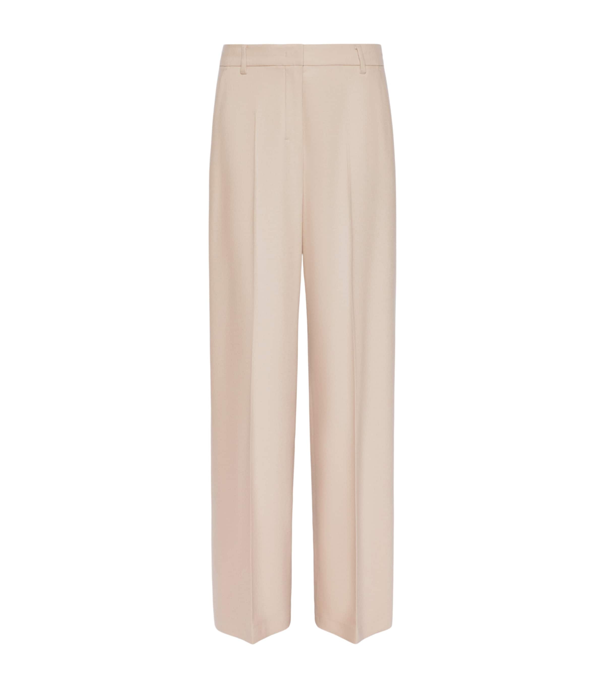 Max Mara Womens Virgin Wool-Blend Straight Trousers Albino Image 1