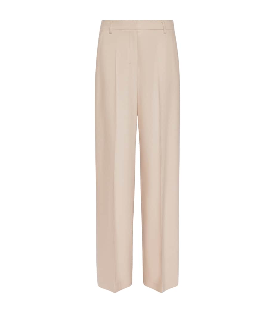 Max Mara Womens Virgin Wool-Blend Straight Trousers Albino Image 1