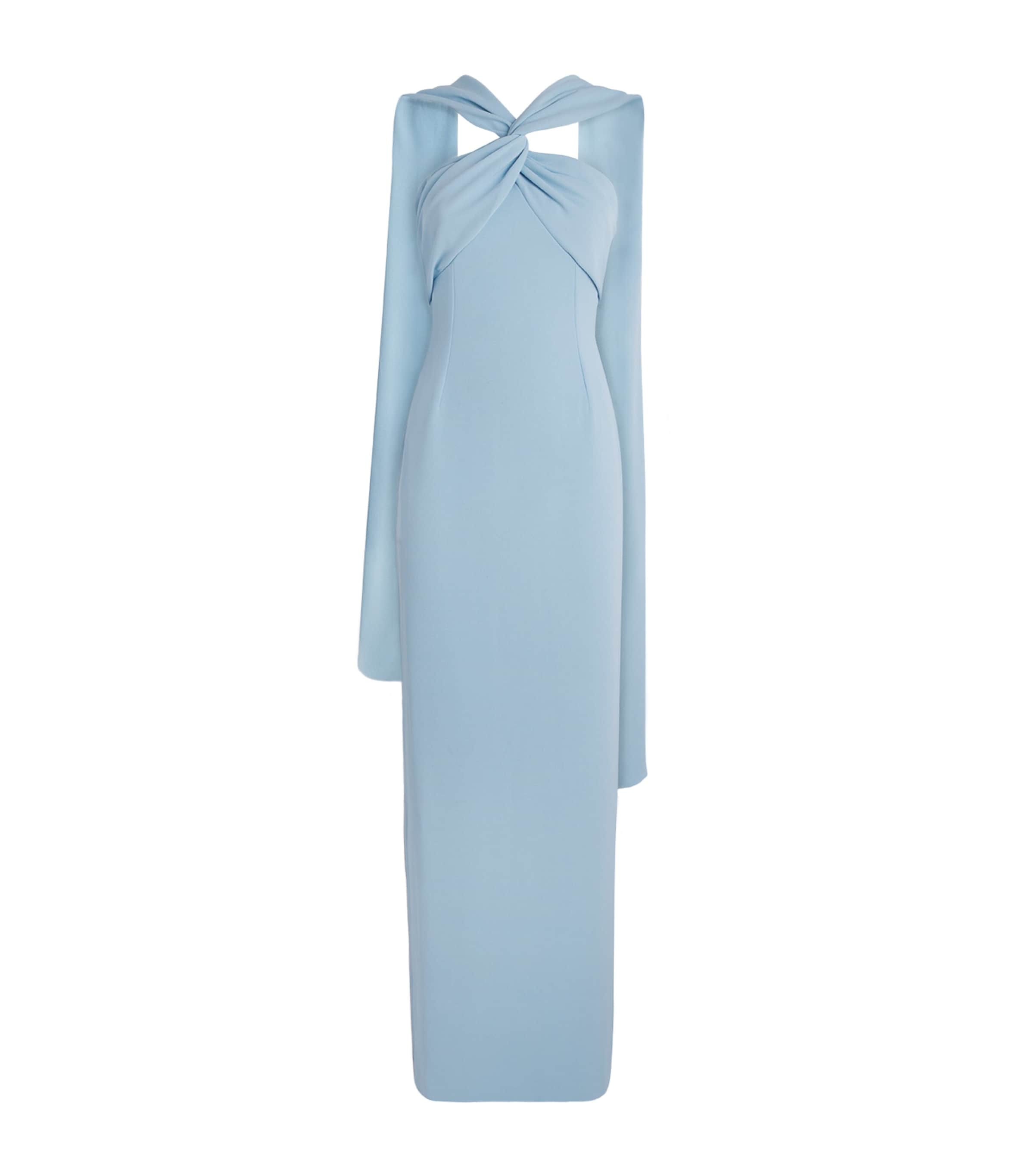 Solace London Womens Crepe Twisted Rona Gown Soft Blue Image 1