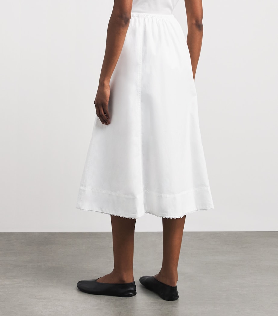 Vince Womens Cotton Scallop-Detail Midi Skirt Optic White Image 5