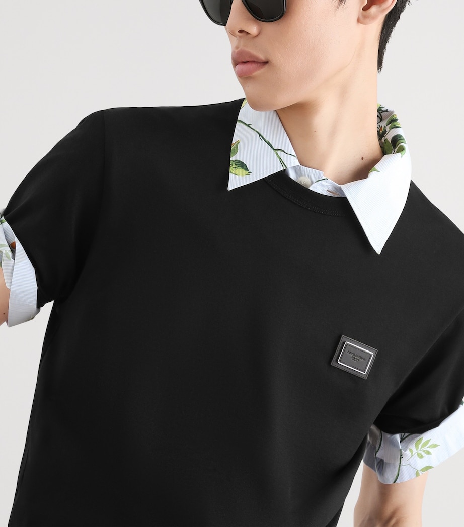 Dolce&Gabbana Mens Cotton Logo Plaque T-Shirt Black Image 5
