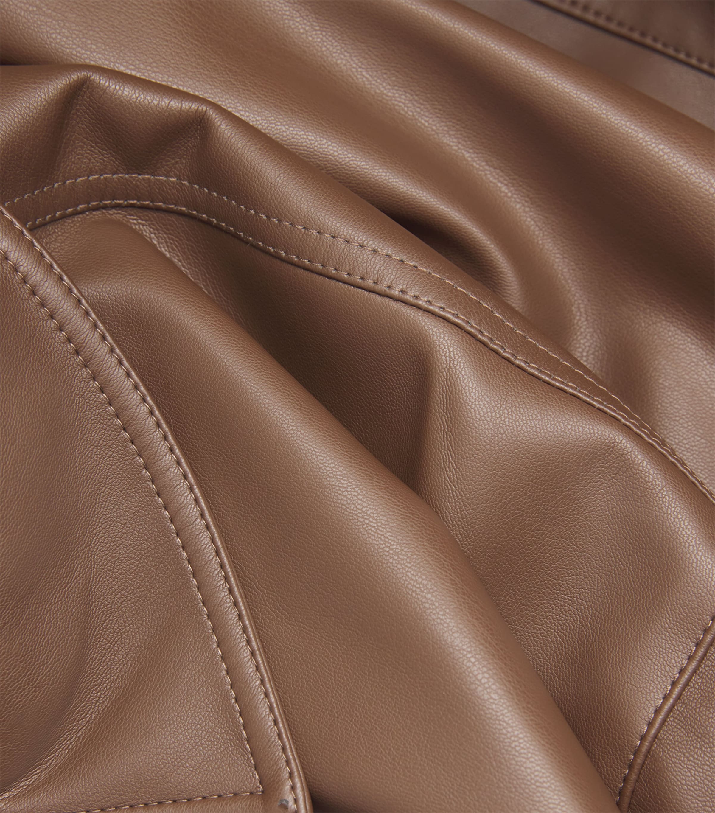 Faux Leather Jacket BROWN Image 5