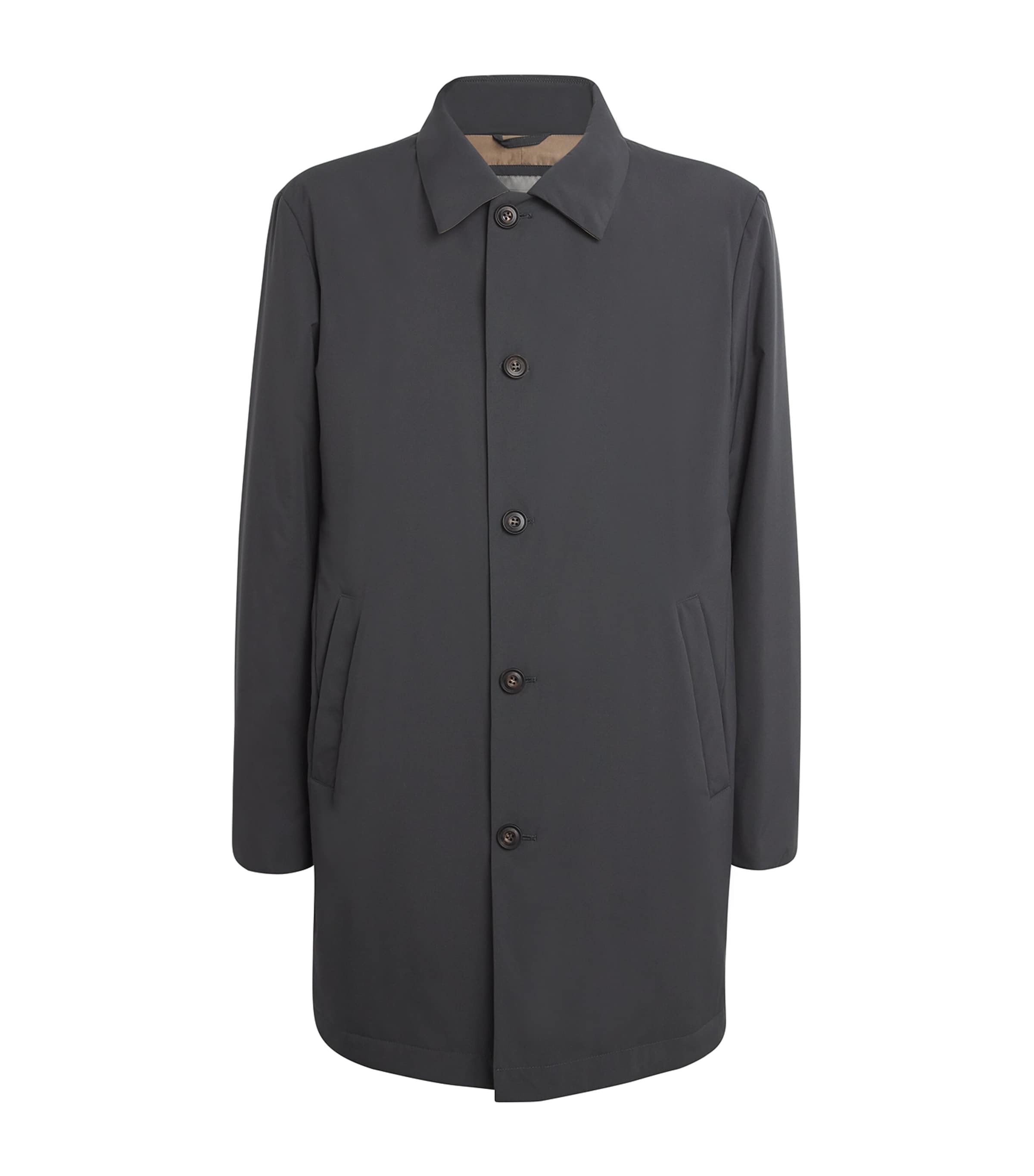 Corneliani Technical Padded Overcoat In Grey