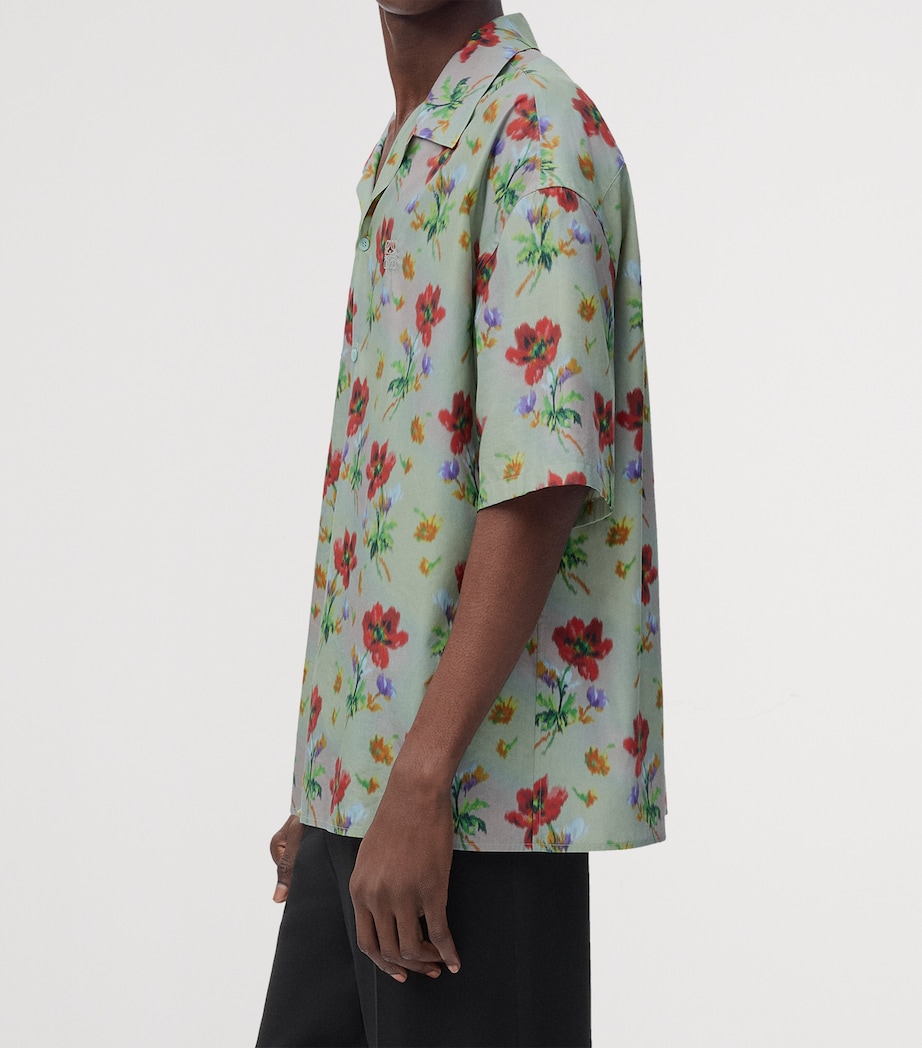 Cotton-Silk-Blend Floral Shirt GREEN/RED Image 3