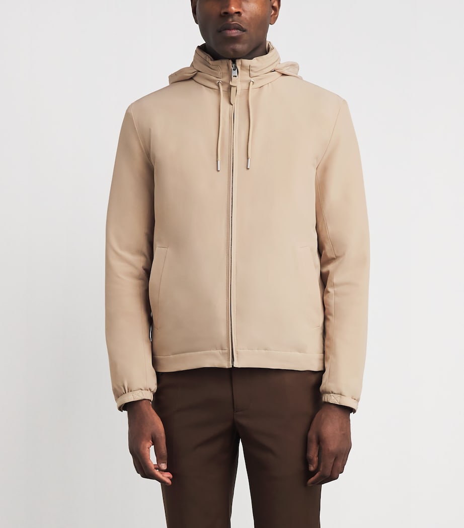 Sandro Paris Mens Hooded Quilted Zip-Up Jacket Sand Image 4