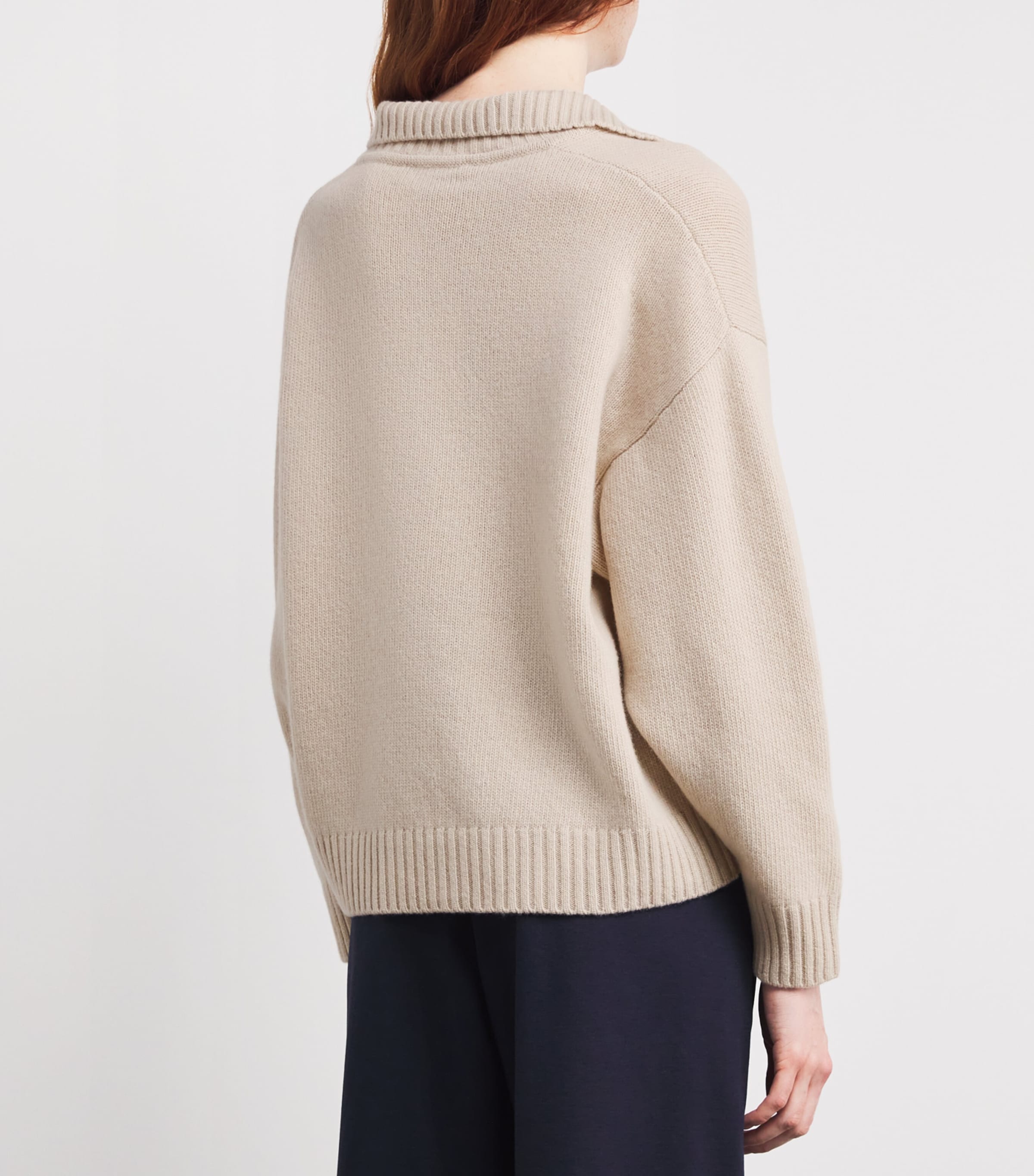 Virgin Wool Open-Collar Sweater BEIGE Image 4
