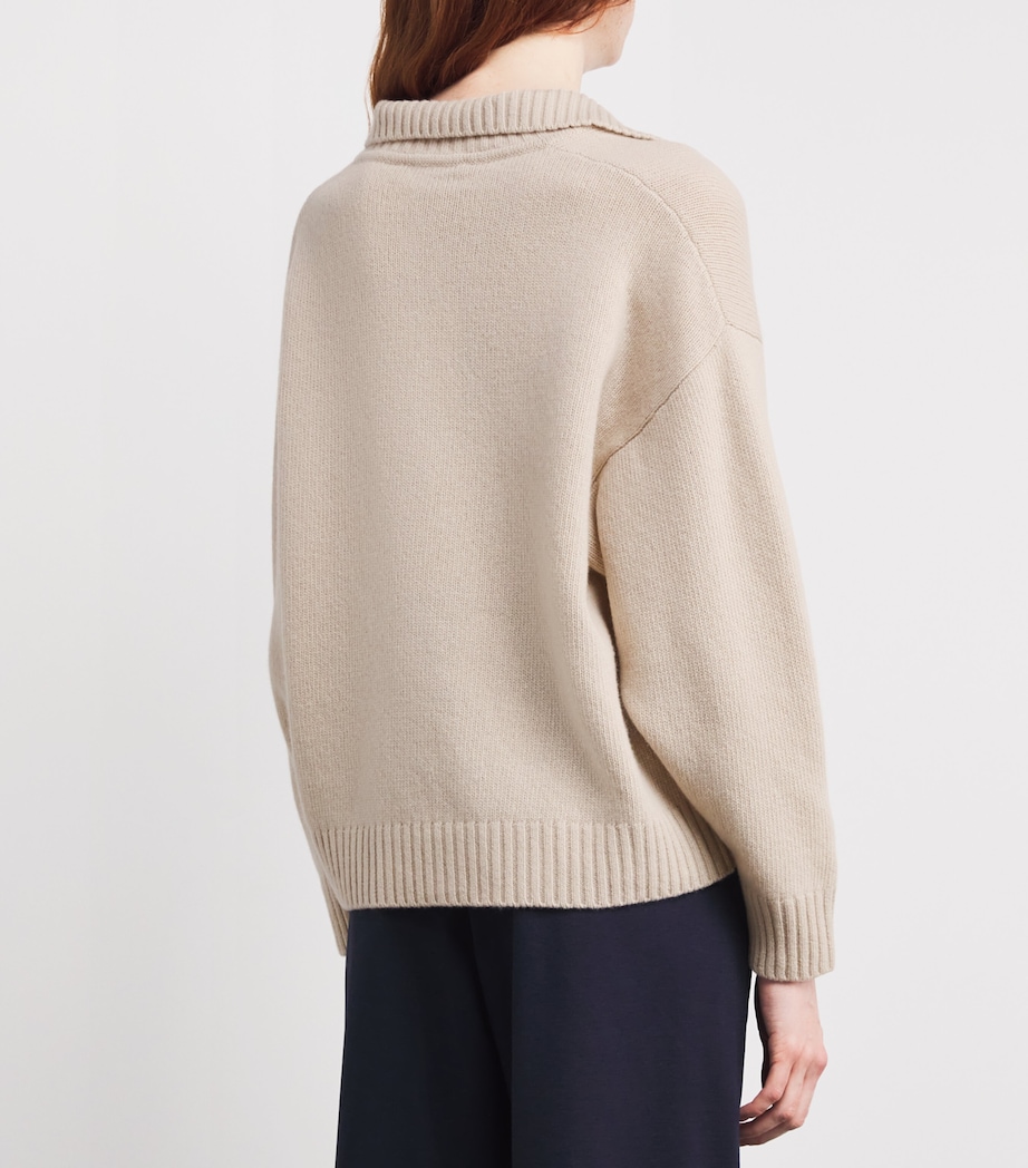Virgin Wool Open-Collar Sweater BEIGE Image 4
