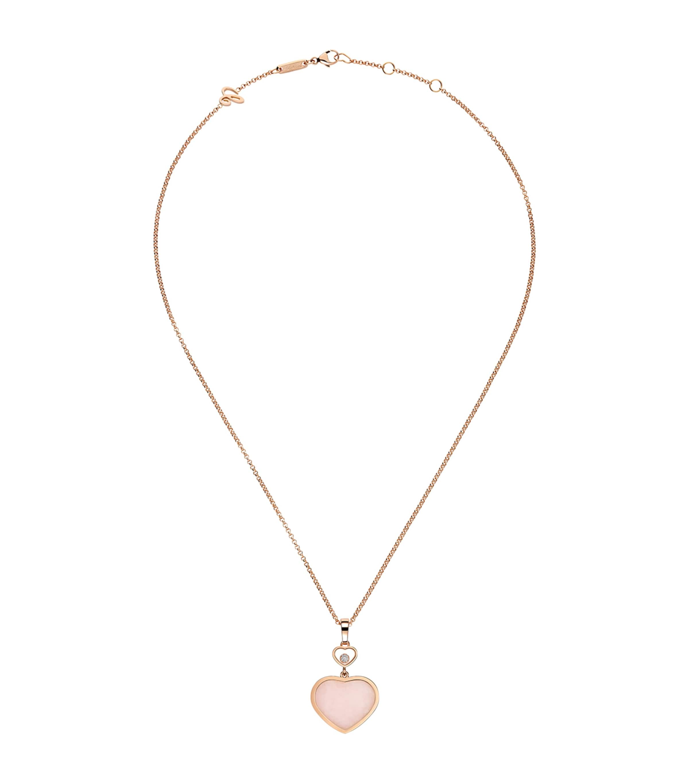 Chopard Rose Gold, Opal And Diamond Happy Hearts Pendant