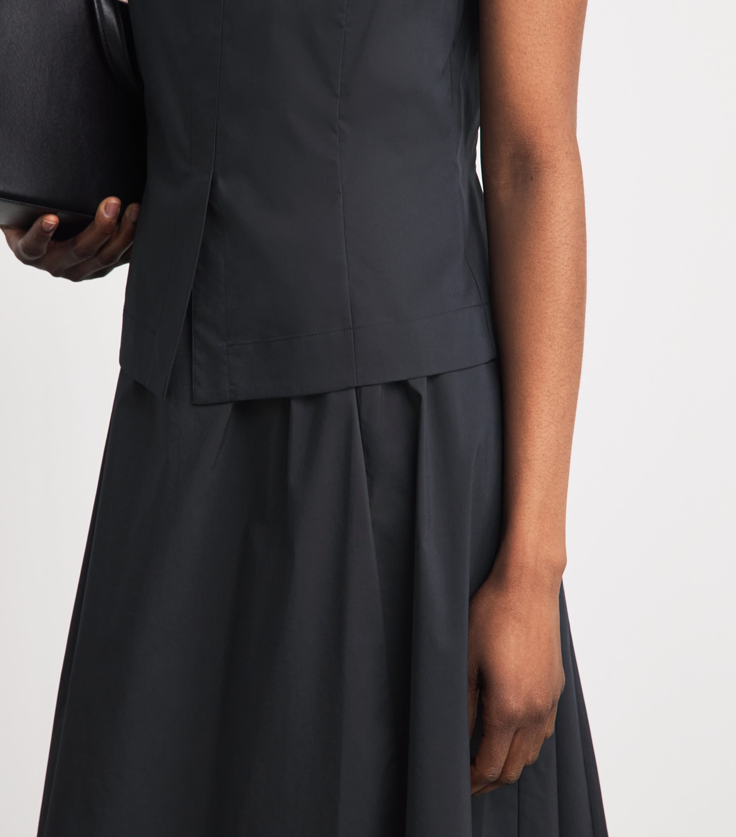 Theory Womens Poplin Boat-Neck Midi Dress Black Image 5