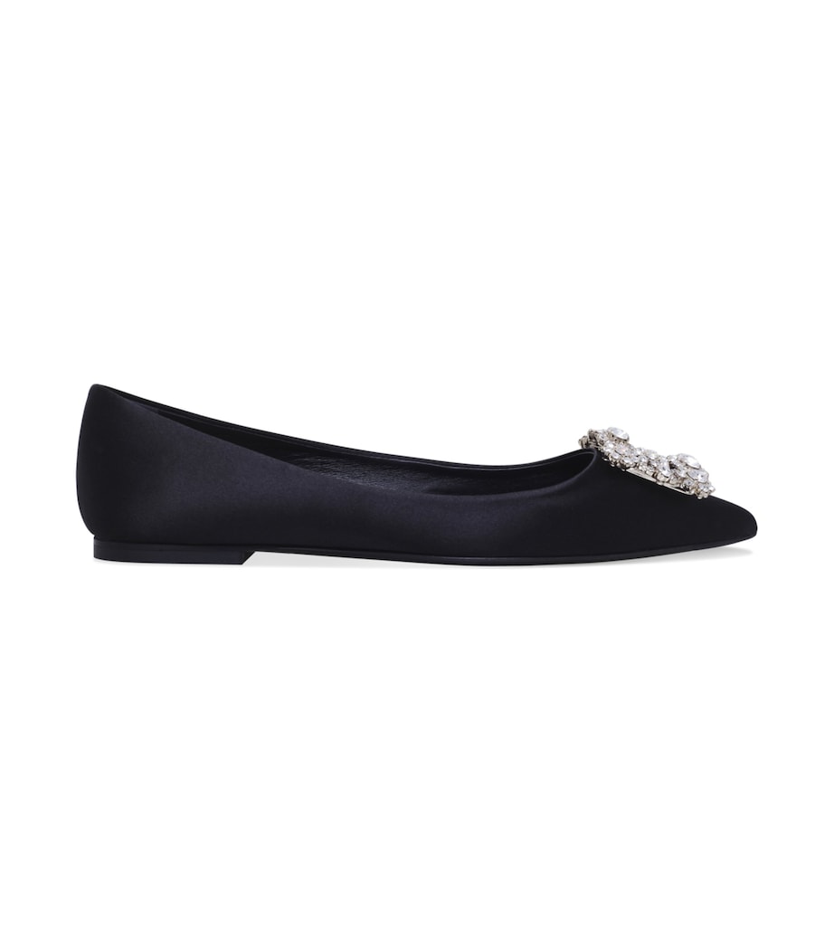 Satin Flower Strass Ballet Flats Image 3
