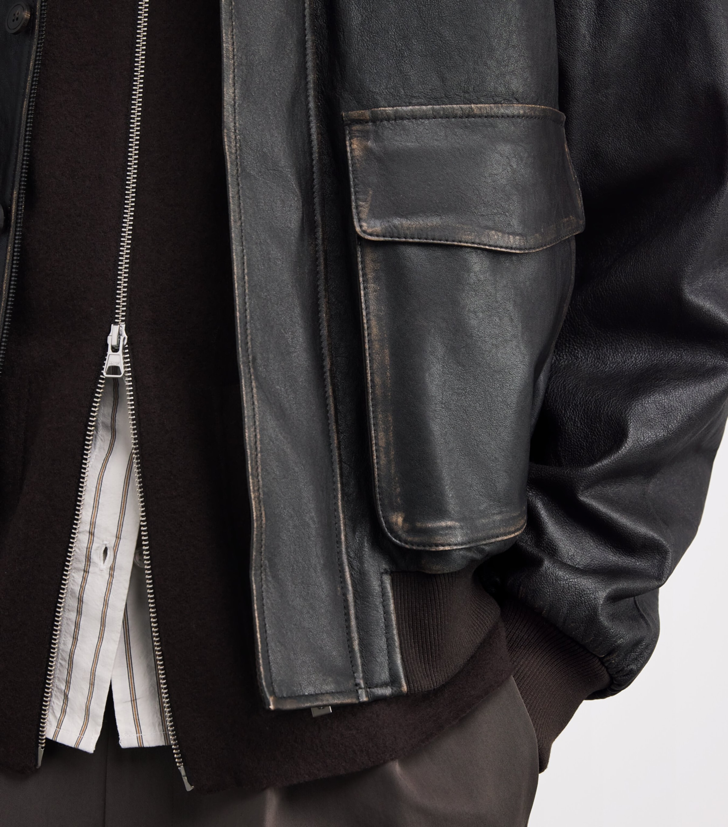 Leather Bomber Jacket BROWN Image 6