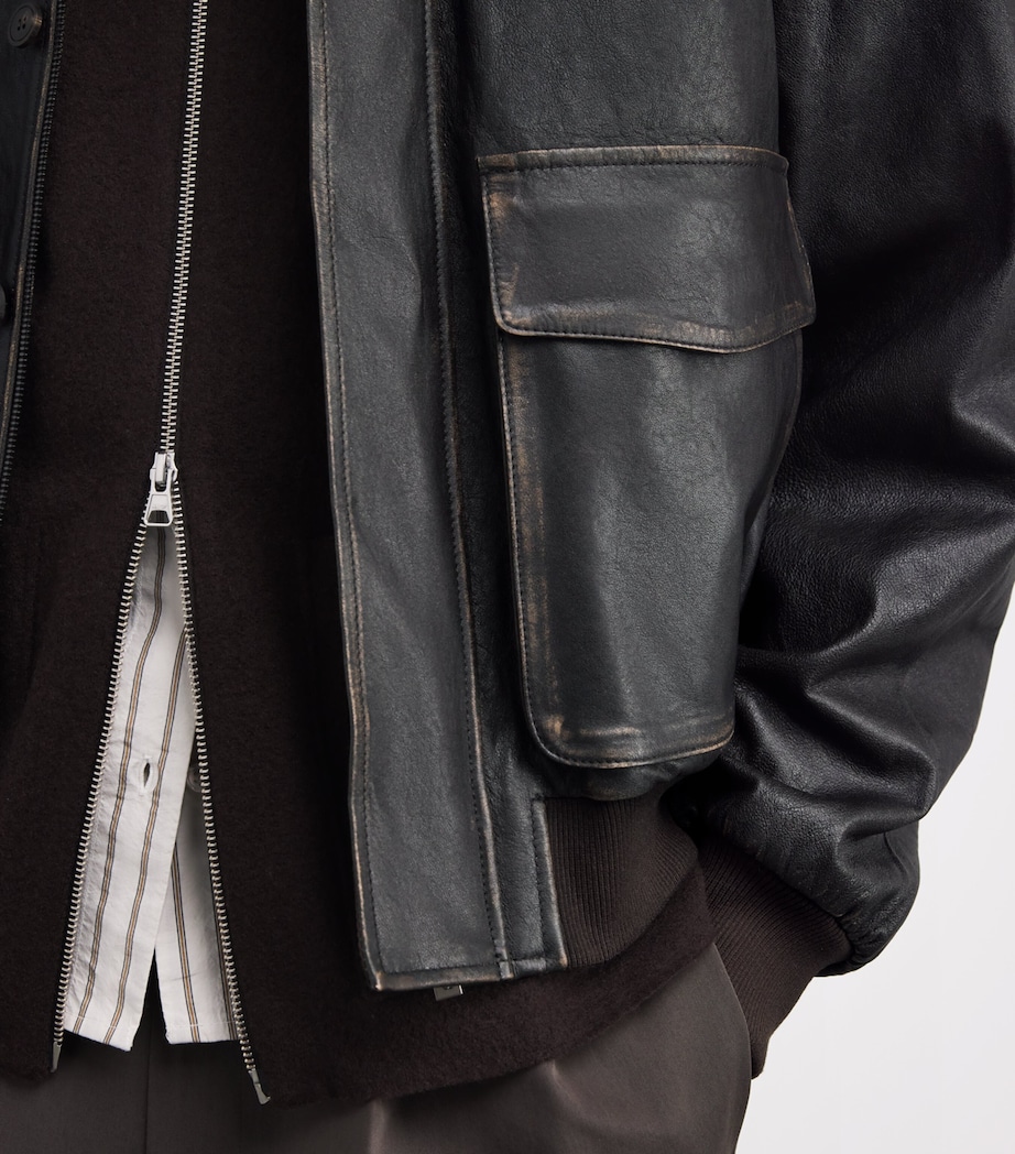 Leather Bomber Jacket BROWN Image 6