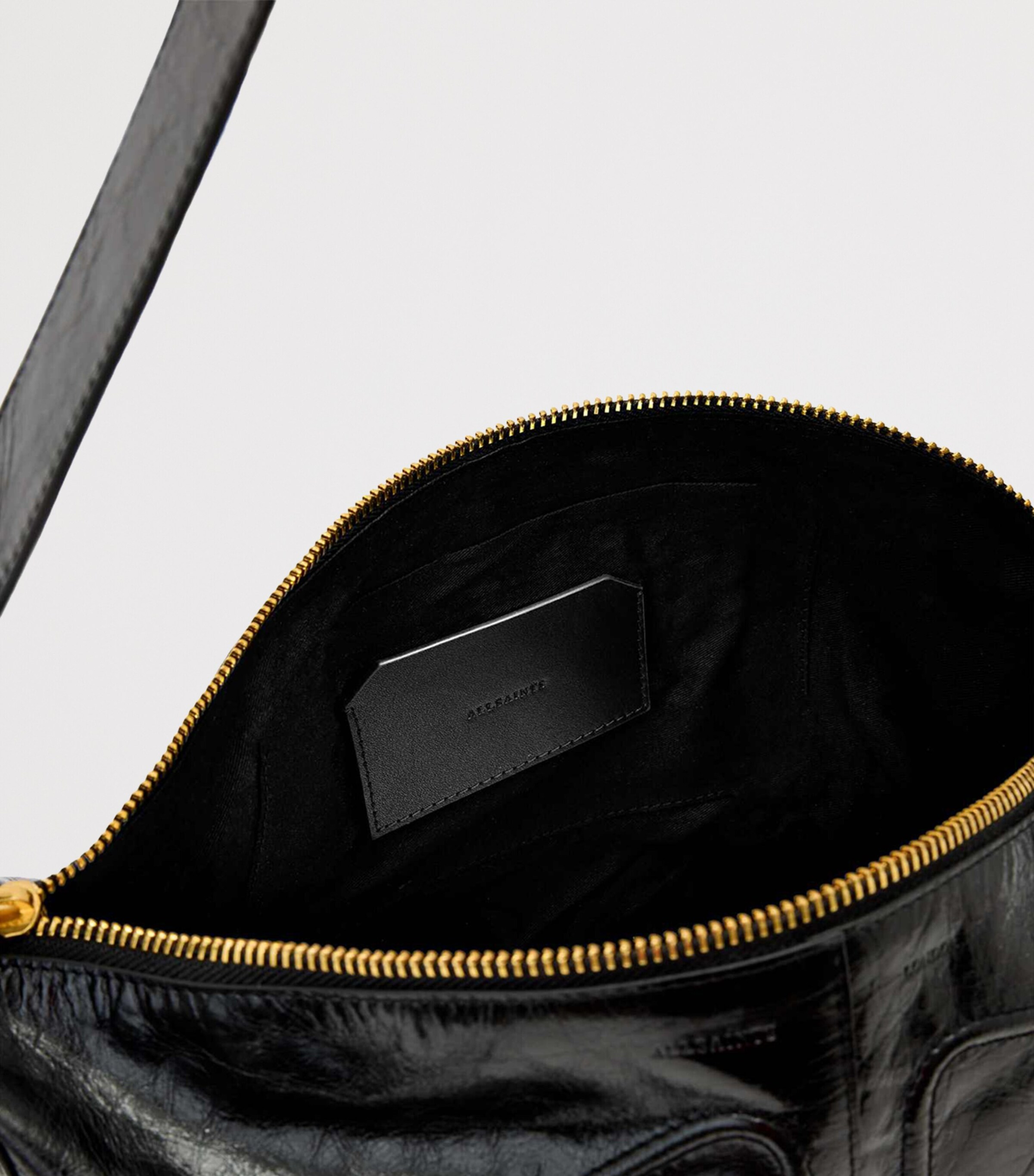 AllSaints Leather Jean Rey Shoulder Bag Black Image 4