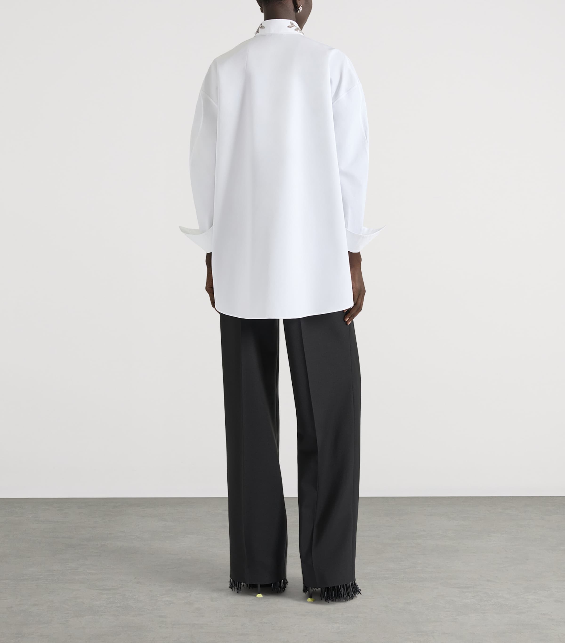 Givenchy Womens Asymmetric Sequinned Shirt White Image 3
