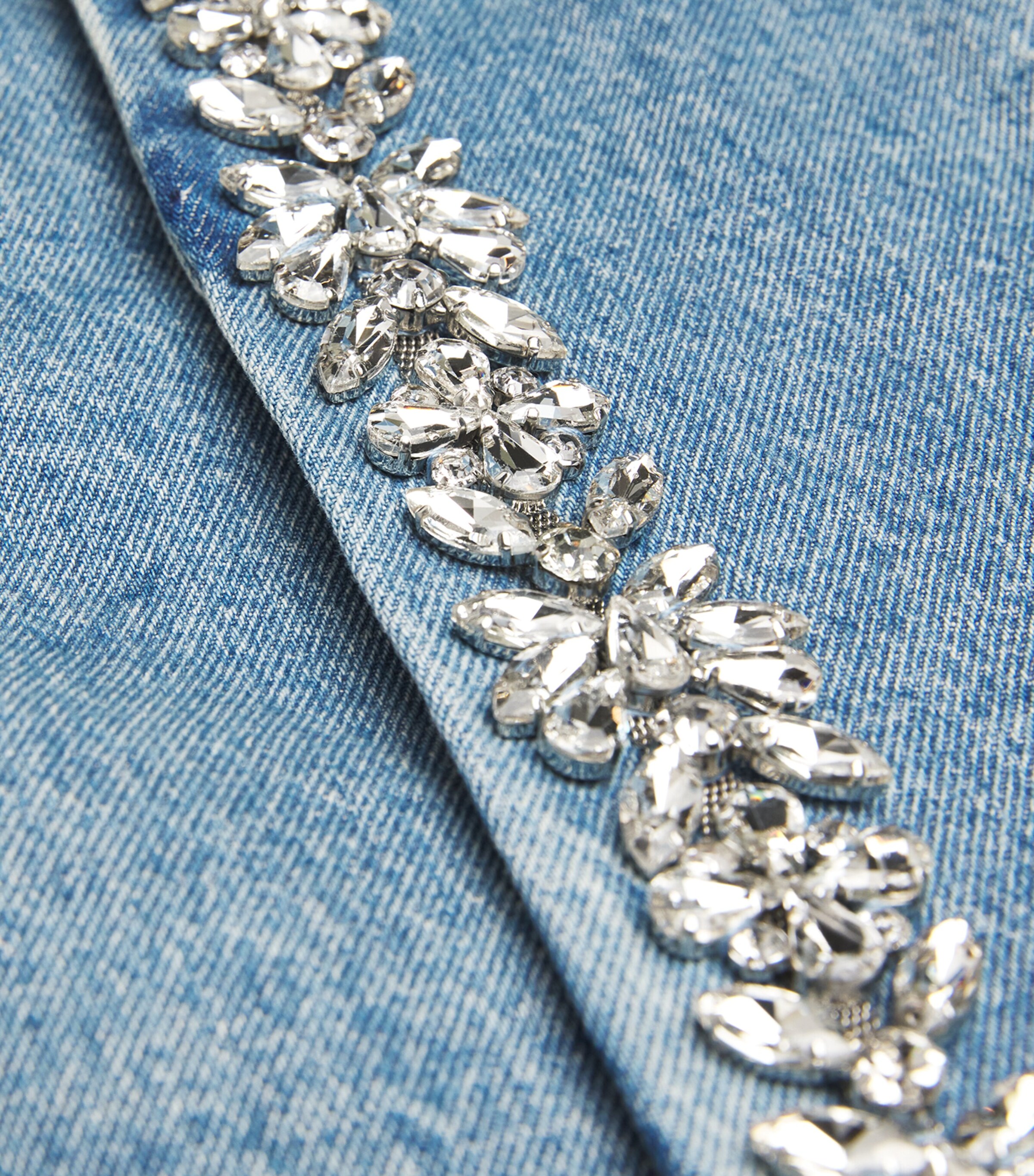 Zimmermann Womens Crystal-Embellished Denim Jacket Blumoonblue Moon Image 5