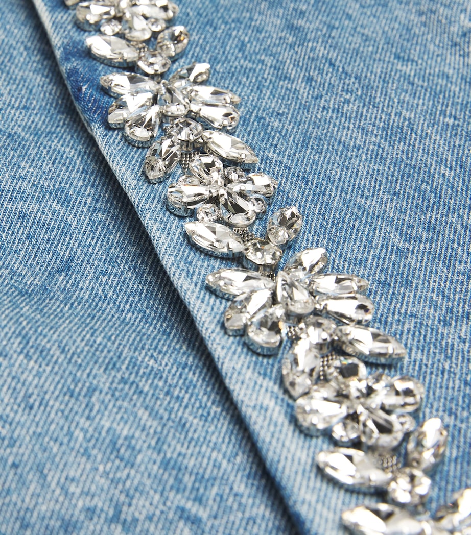 Zimmermann Womens Crystal-Embellished Denim Jacket Blumoonblue Moon Image 5