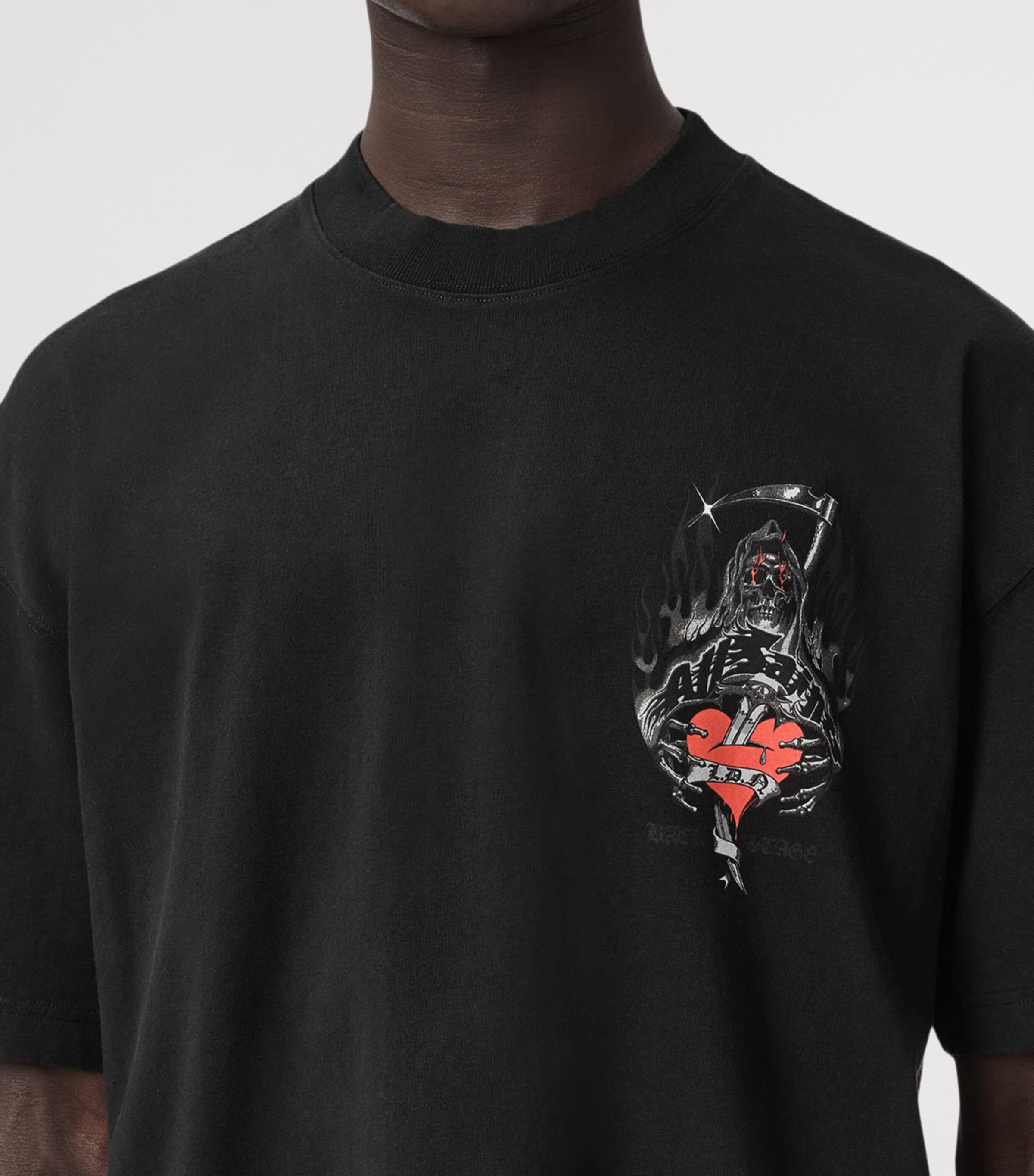 AllSaints Mens Organic Cotton Scimitar T-Shirt Washed Black Image 5