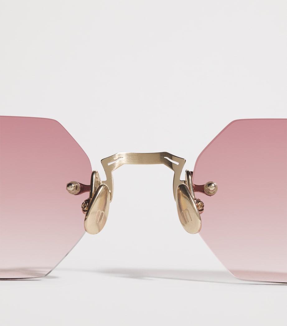 Matsuda M5010 Octagonal Sunglasses Brshd Gld Mlk Wt Ros Image 5