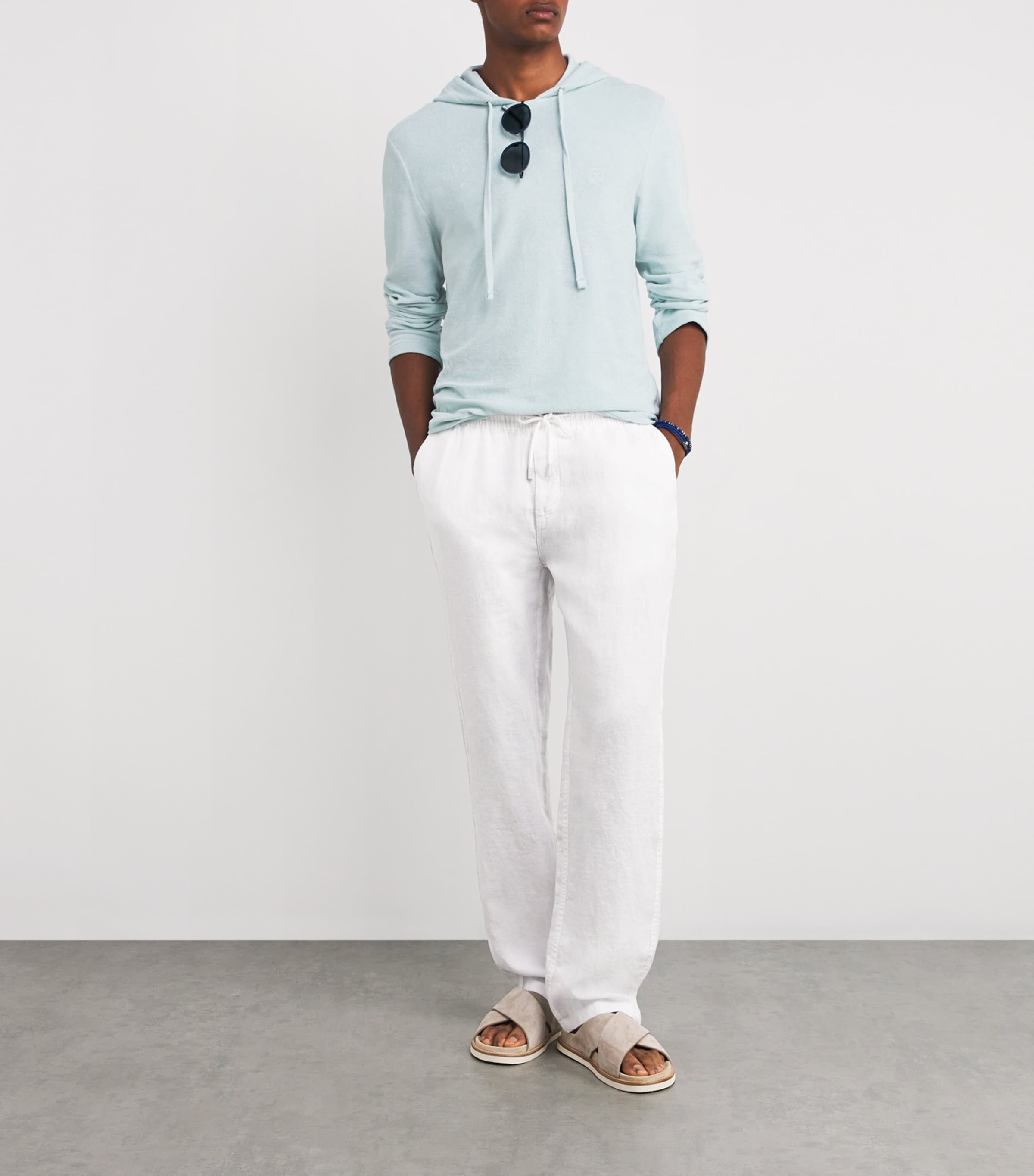 Linen Pacha Drawstring Trousers 010-WHITE Image 2