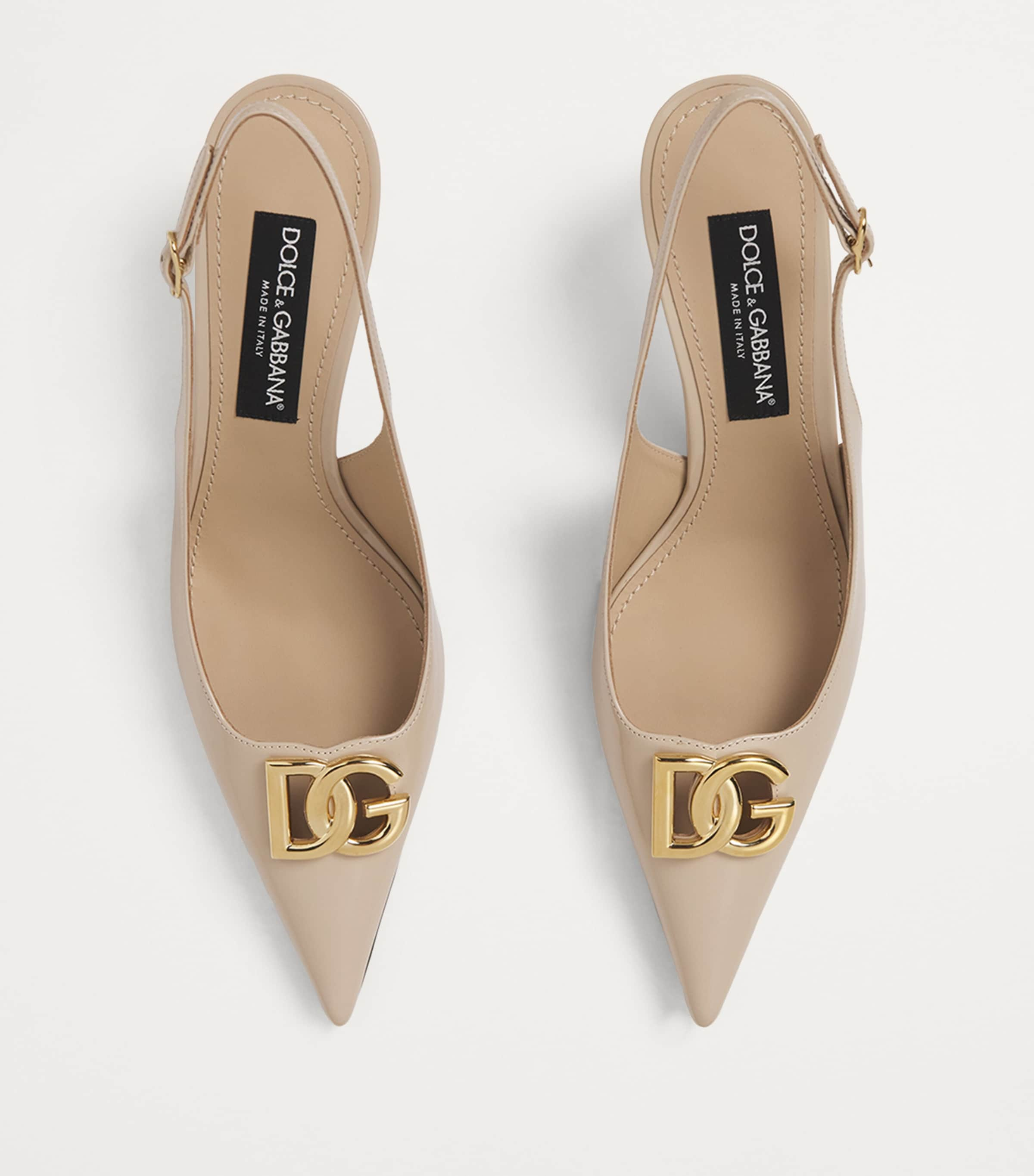 Dolce Gabbana Patent Leather Logo Slingback Pumps 60 Harrods UK