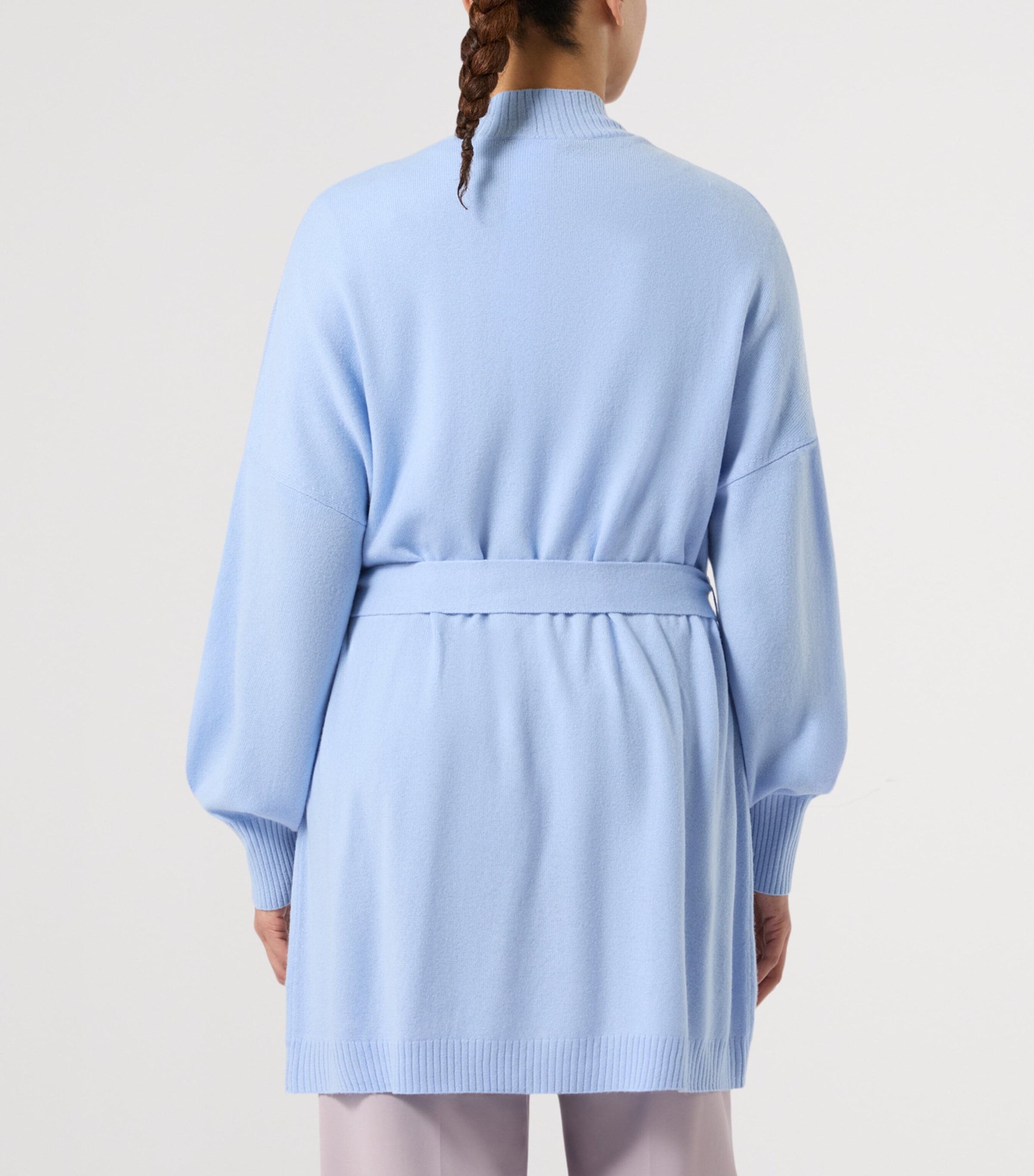 Marina Rinaldi Womens Cashmere Belted Cardigan Light Blue Image 3