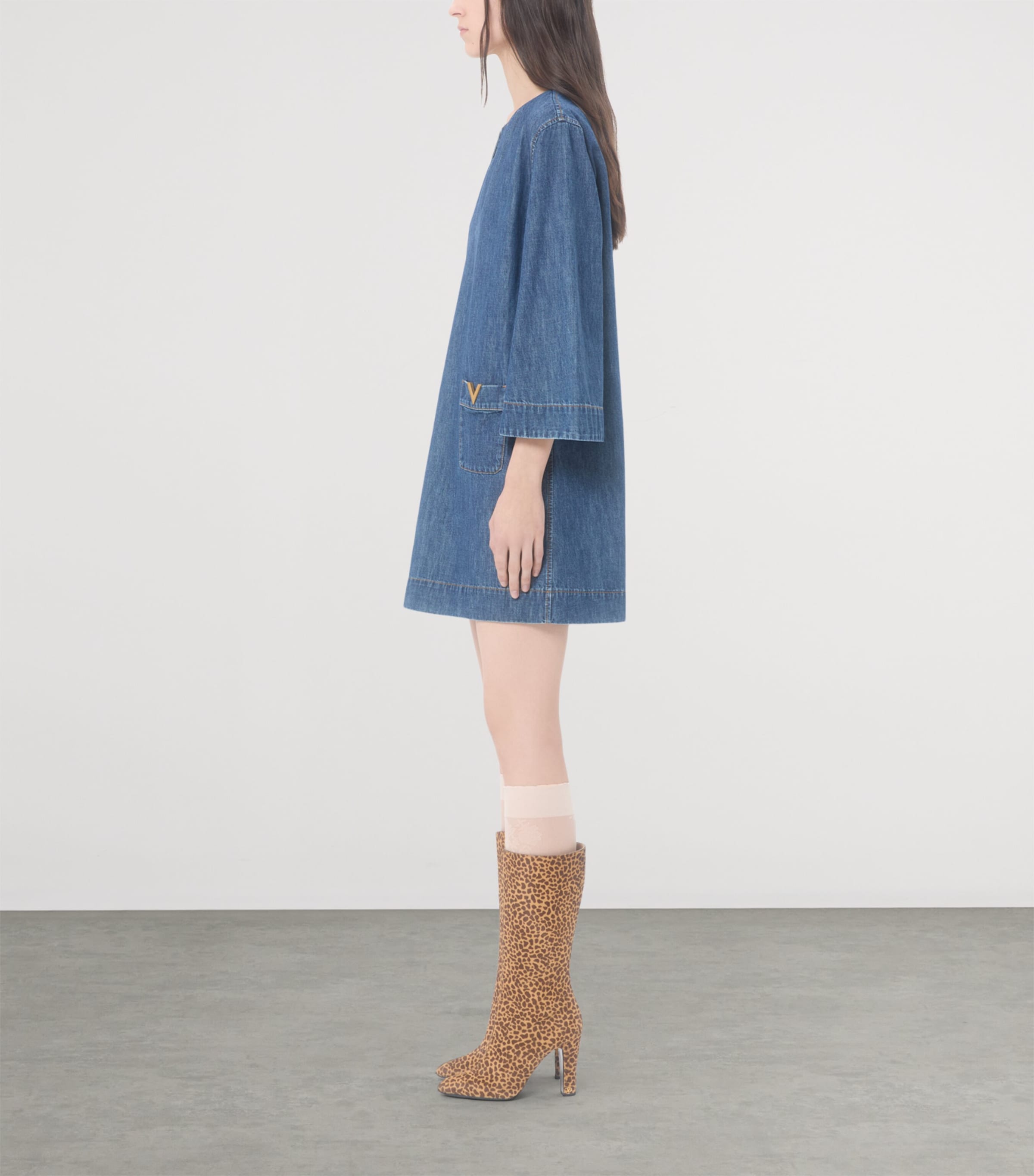Valentino Womens Denim Shift Mini Dress Image 3