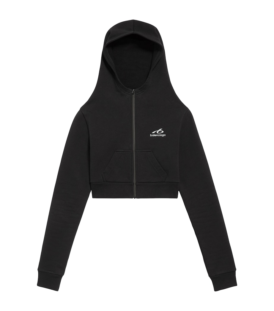Balenciaga Womens Cropped Zip-Up Hoodie Image 1