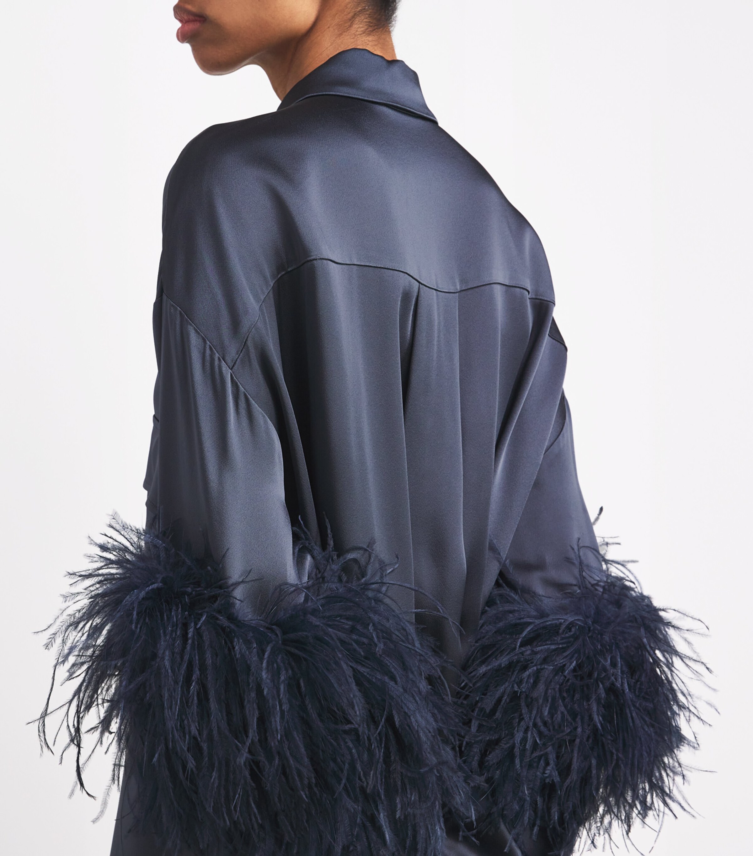 Satin Button-Down Maxi Dress 418 MARINE Image 6