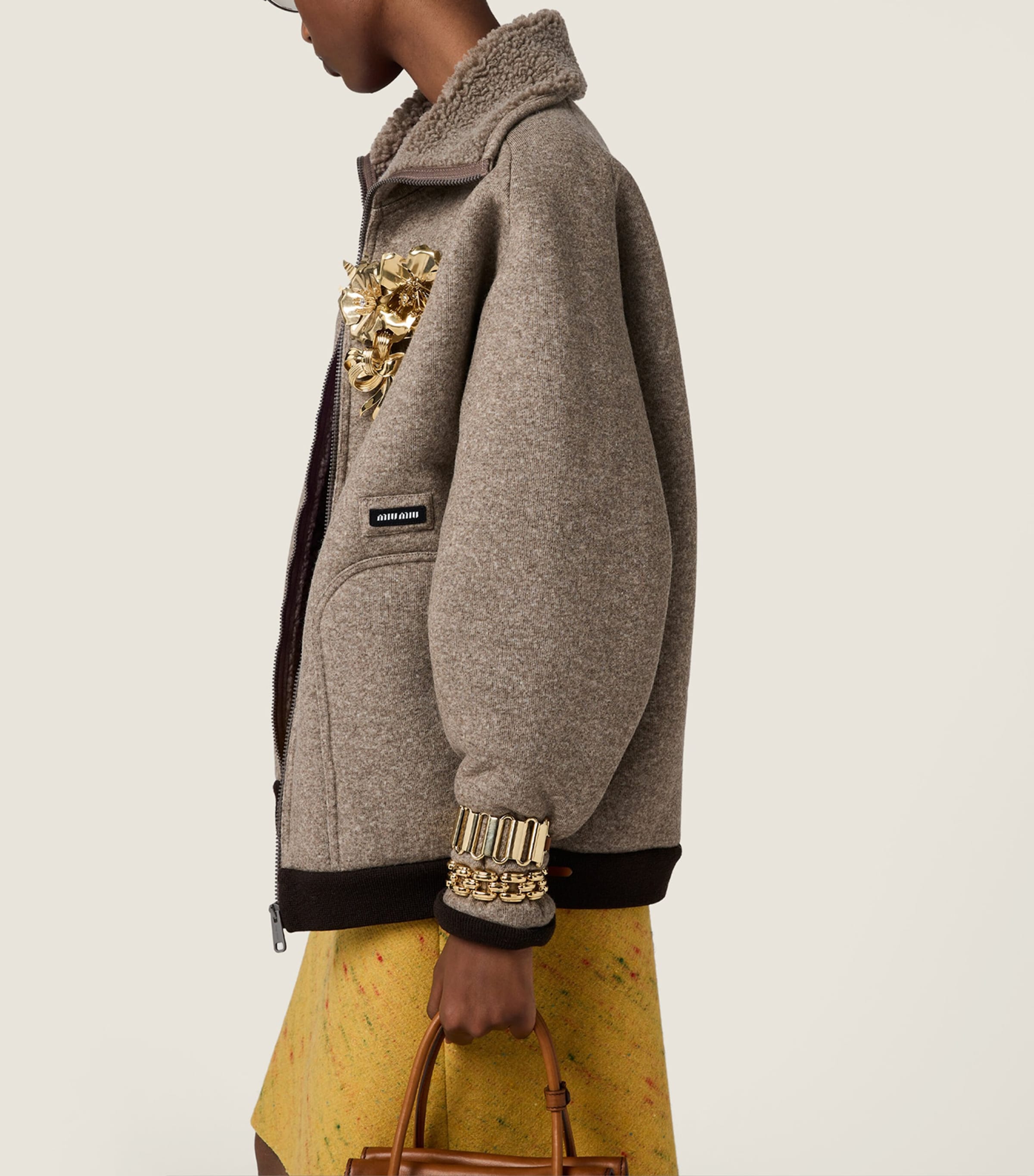 Faux Shearling-Trim Jacket F0065 Image 3