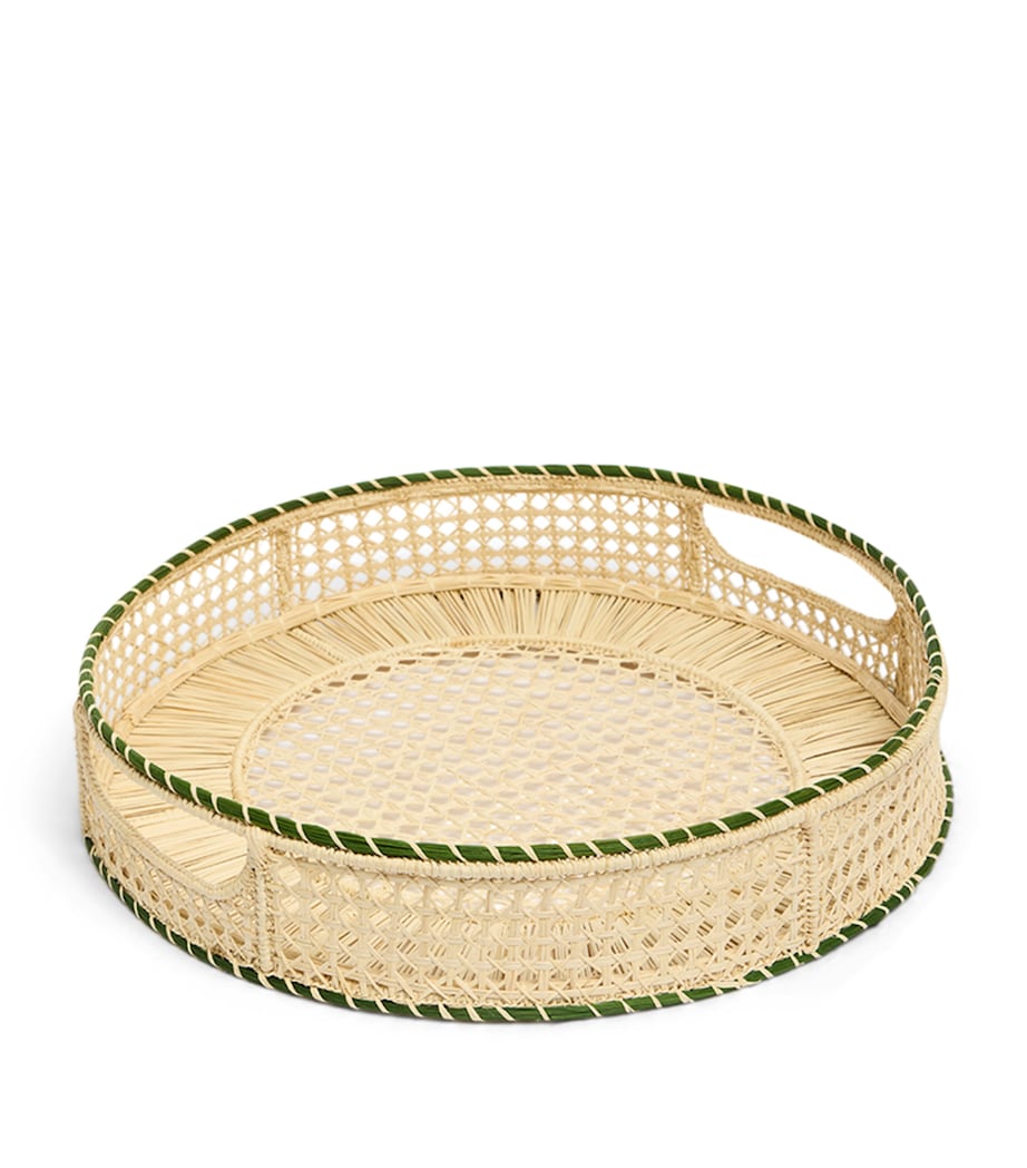 La Doublej Raffia Tray (36.5cm) Green Image 1
