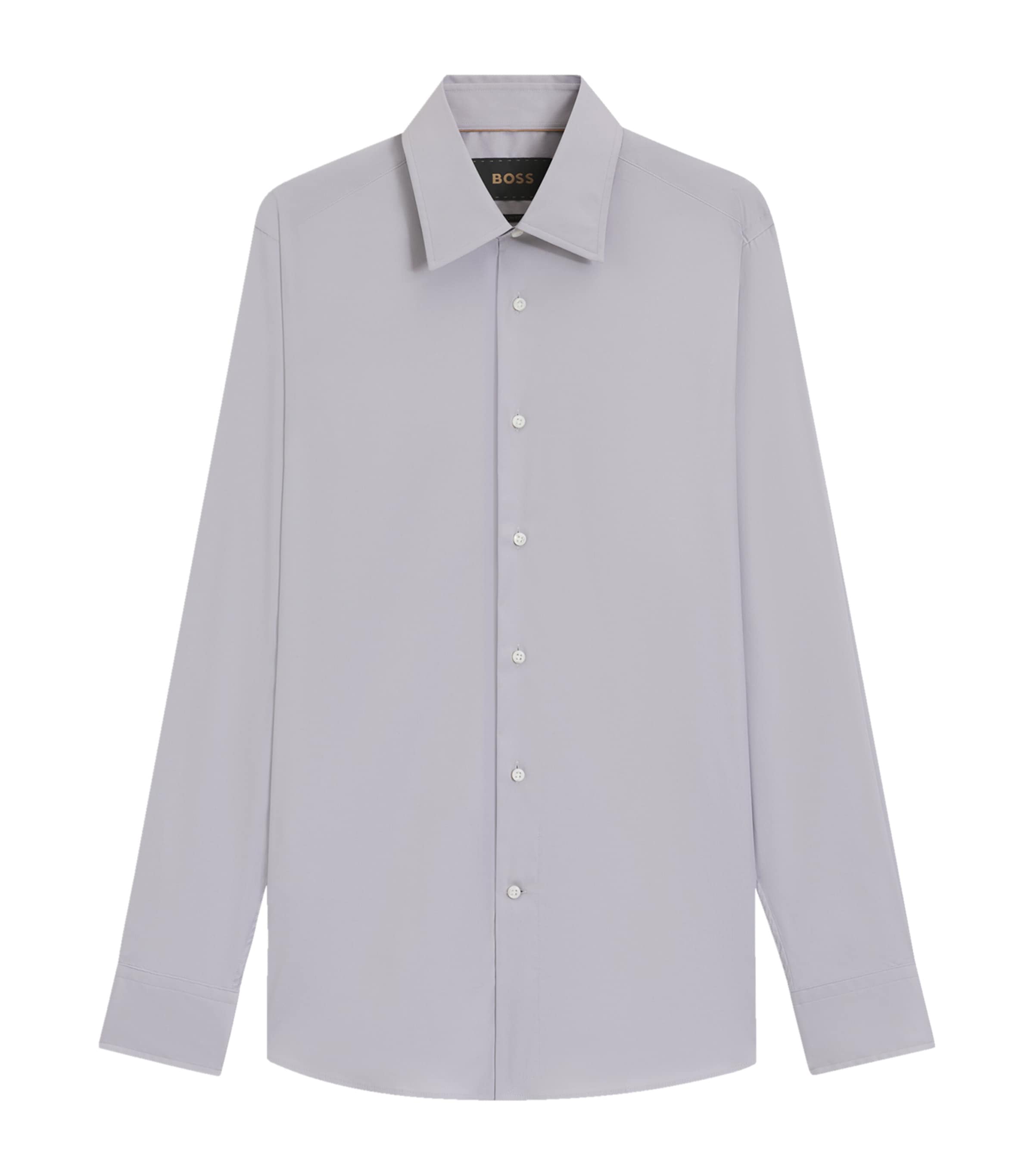 Hugo Boss Slim-fit Shirt In An Italian Cotton In Gray
