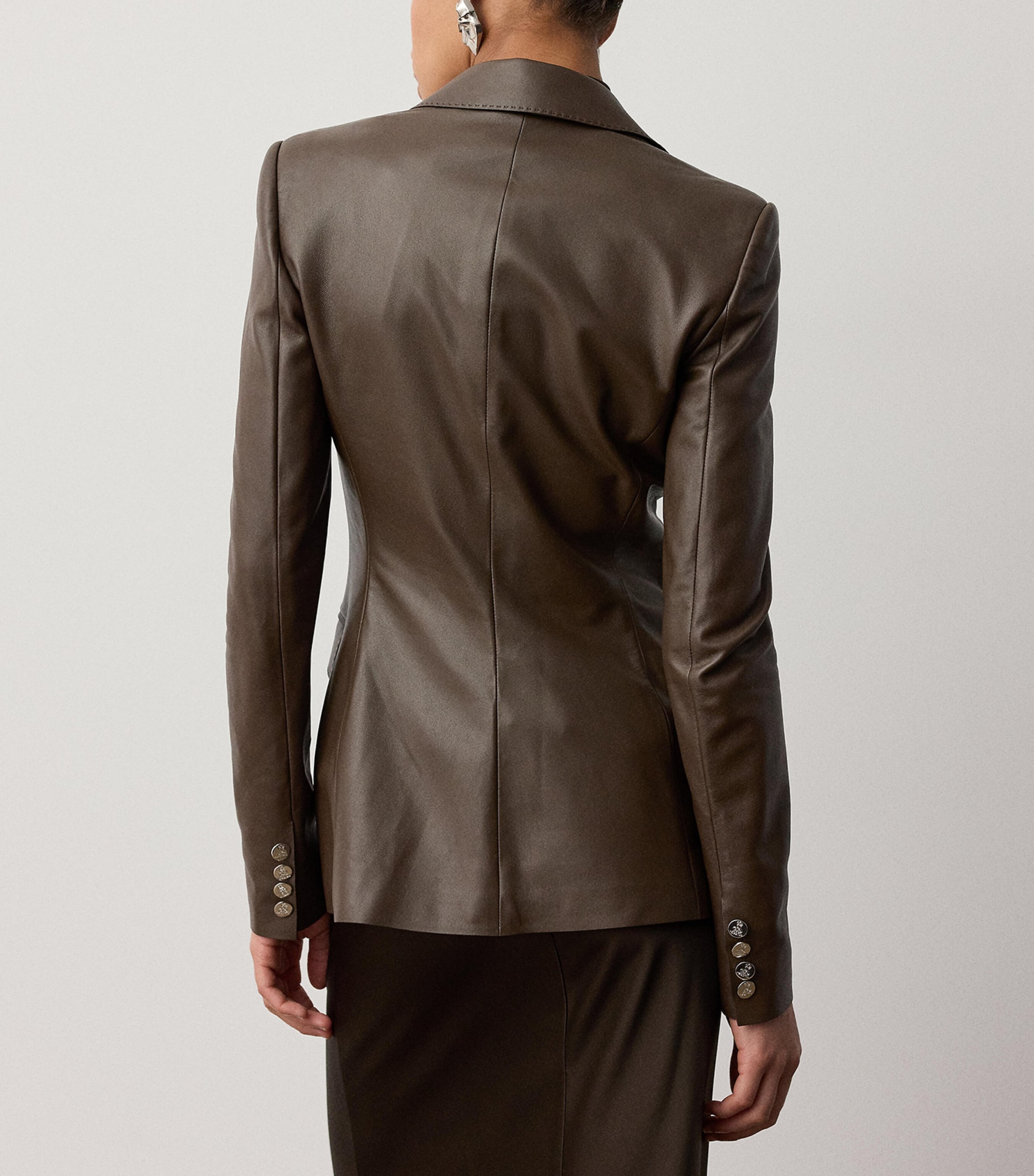 Ralph Lauren Collection Womens Leather Parker Blazer Sycamore Image 5