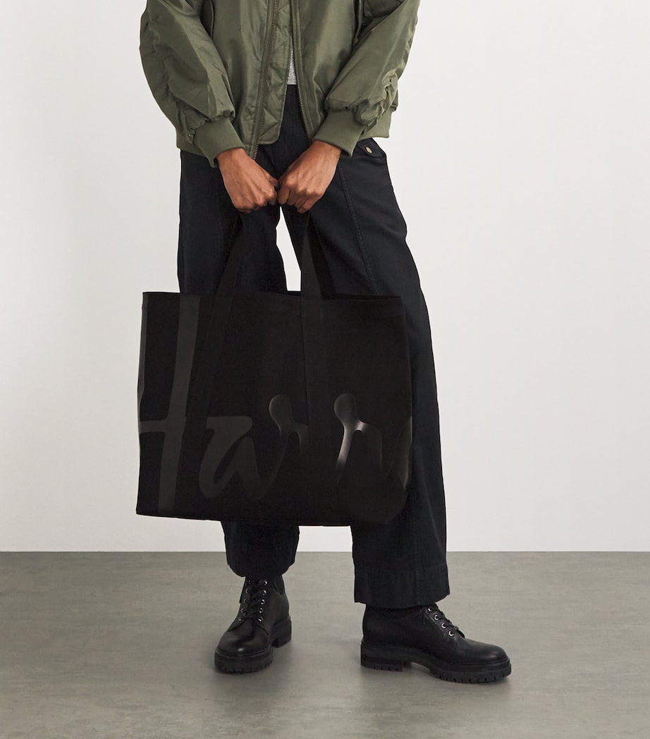Large Cotton Logo Tote Bag BLACK Image 5