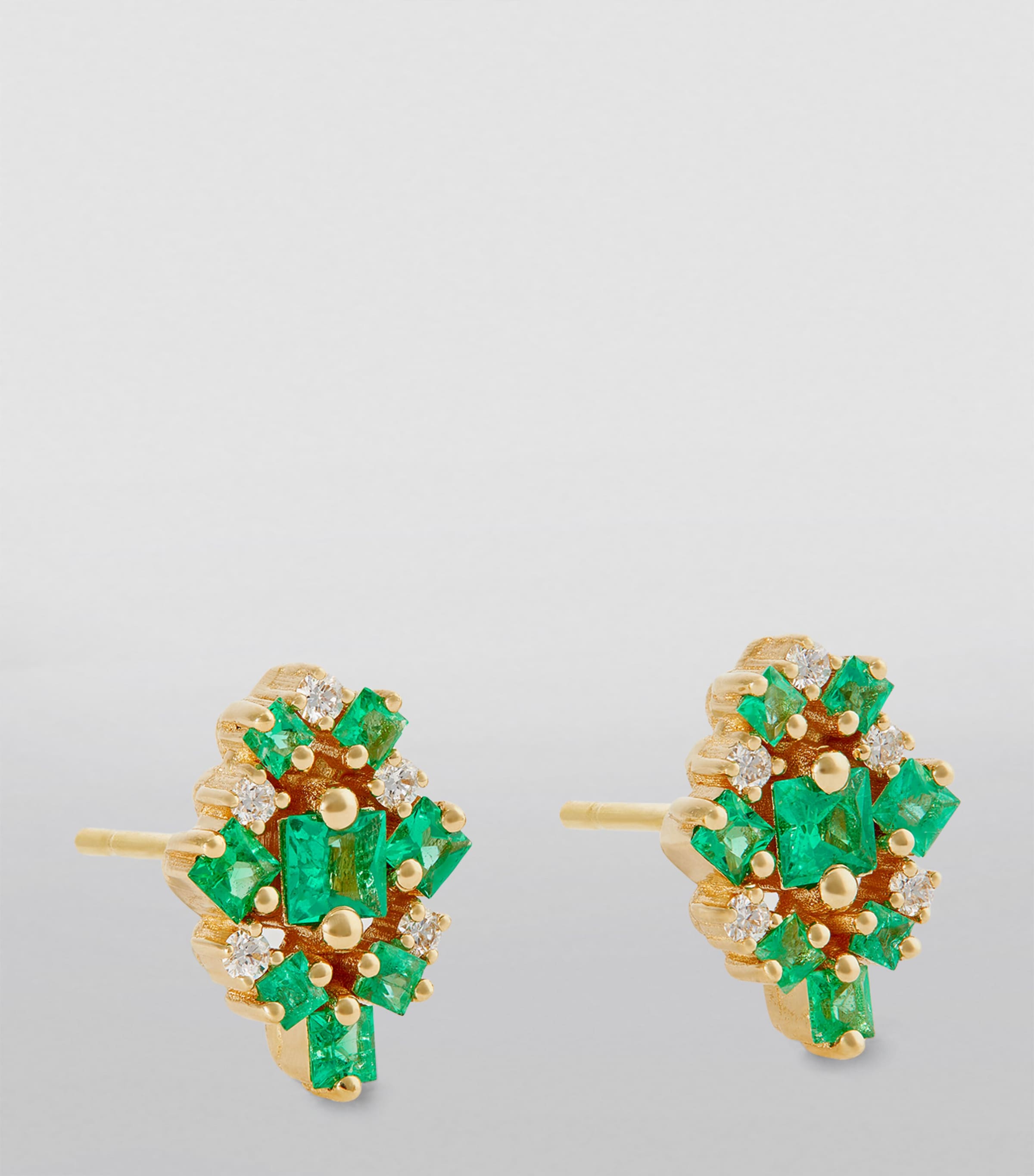 Yellow Gold, Diamond and Emerald La Fantaisie Stud Earrings 18K YG/EMER Image 2