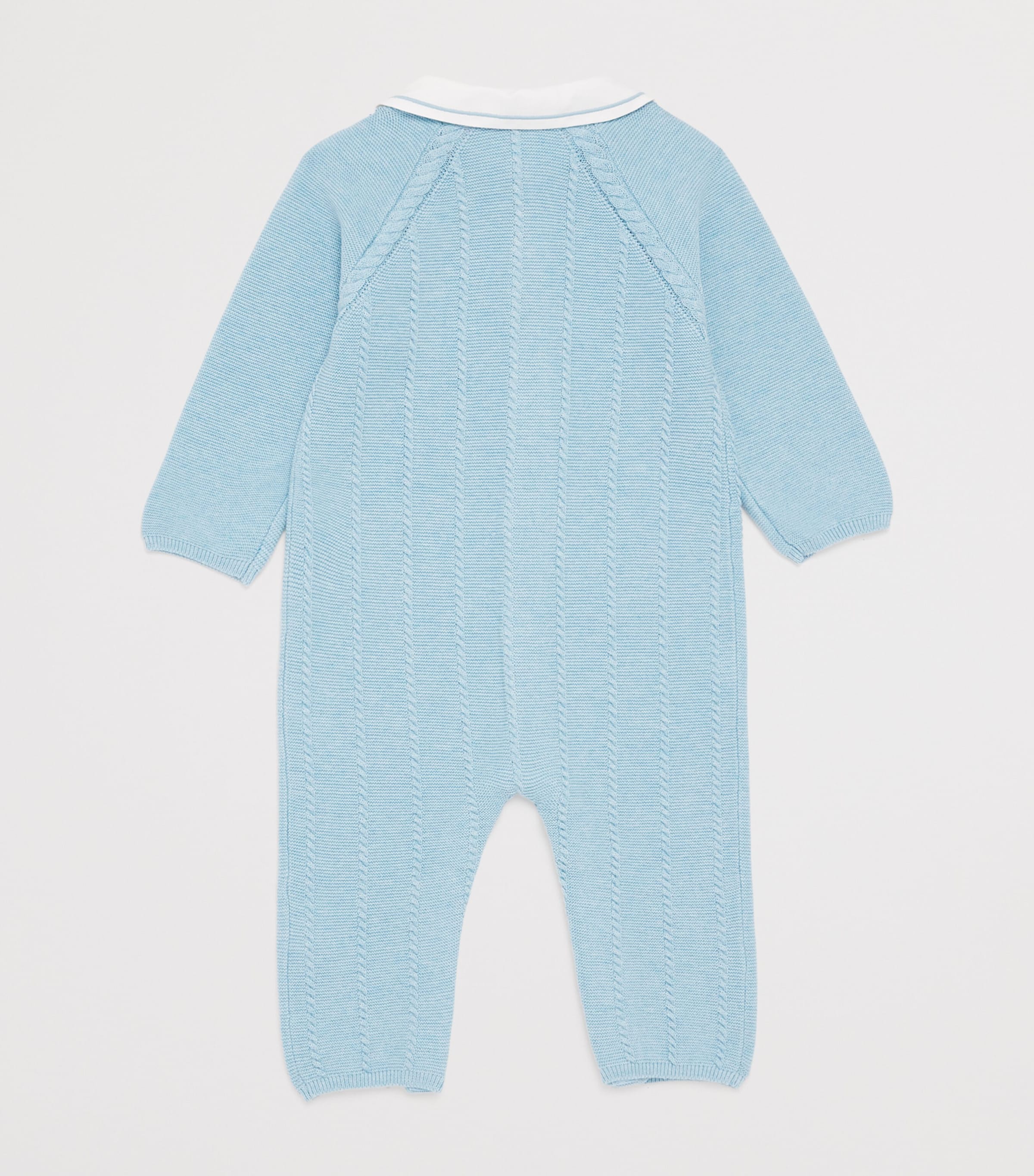 Embroidered-Collar Knitted Playsuit (1-24 Months) 48BLEU HORIZON CHINÉ Image 2