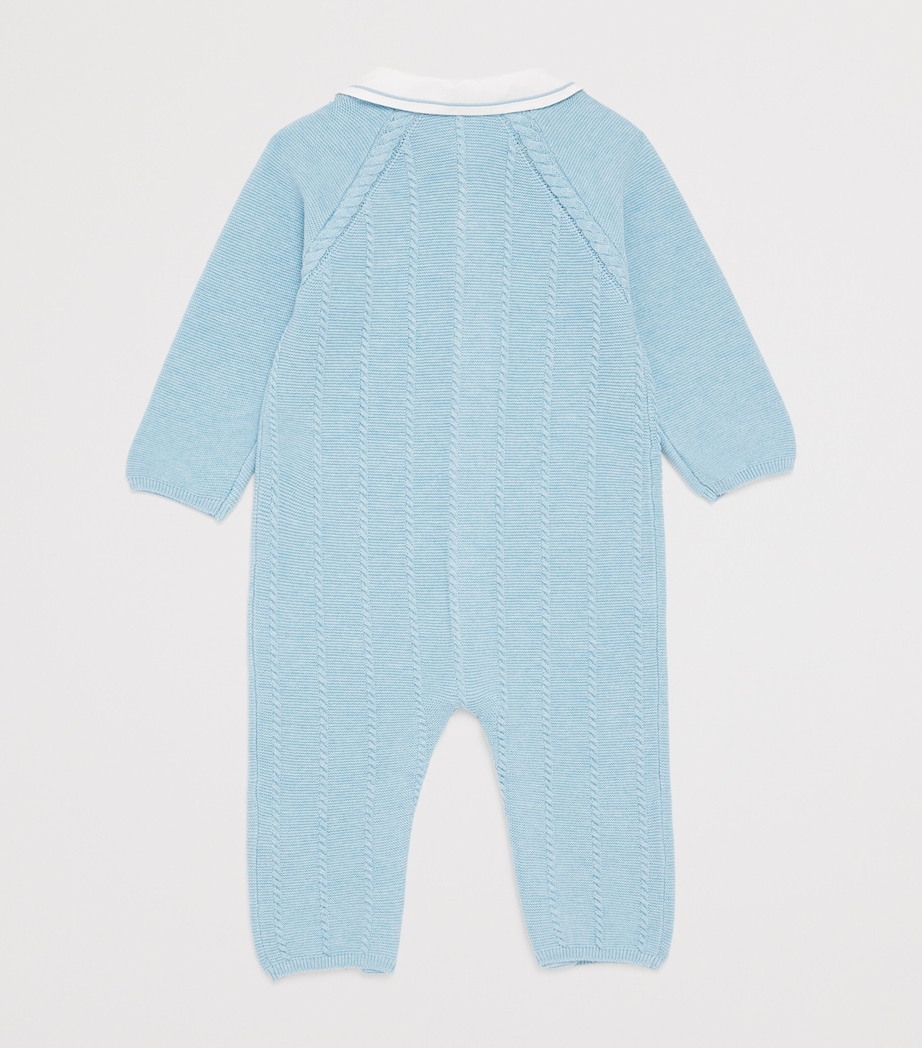 Embroidered-Collar Knitted Playsuit (1-24 Months) 48BLEU HORIZON CHINÉ Image 2