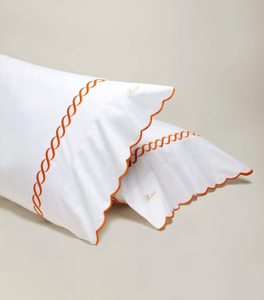 Treccia Pillowcase (13cm x 41cm) WHITE/ORANGE Image 2