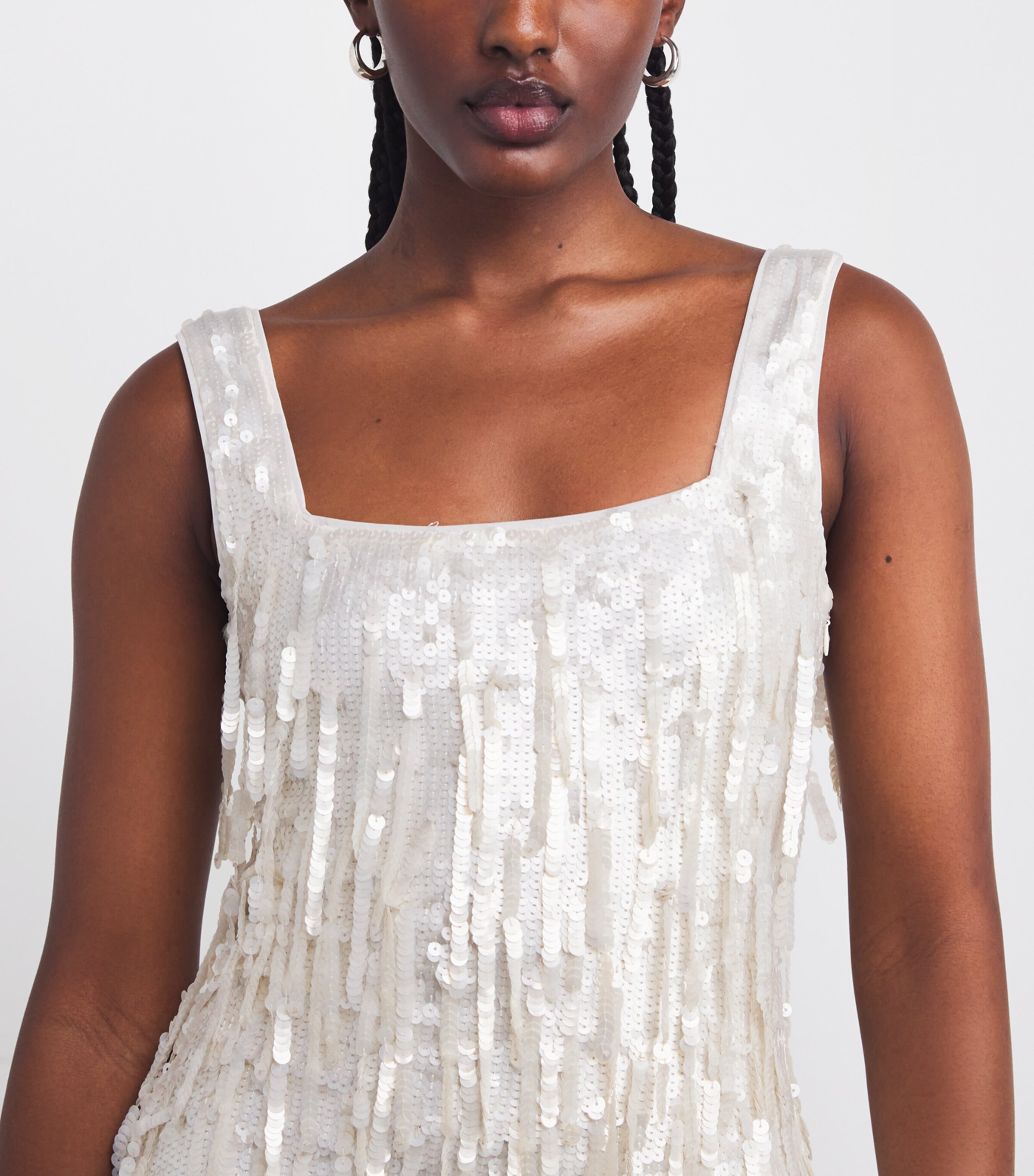 STAUD Womens Sequin Le Sable Mini Dress Pearl Image 6
