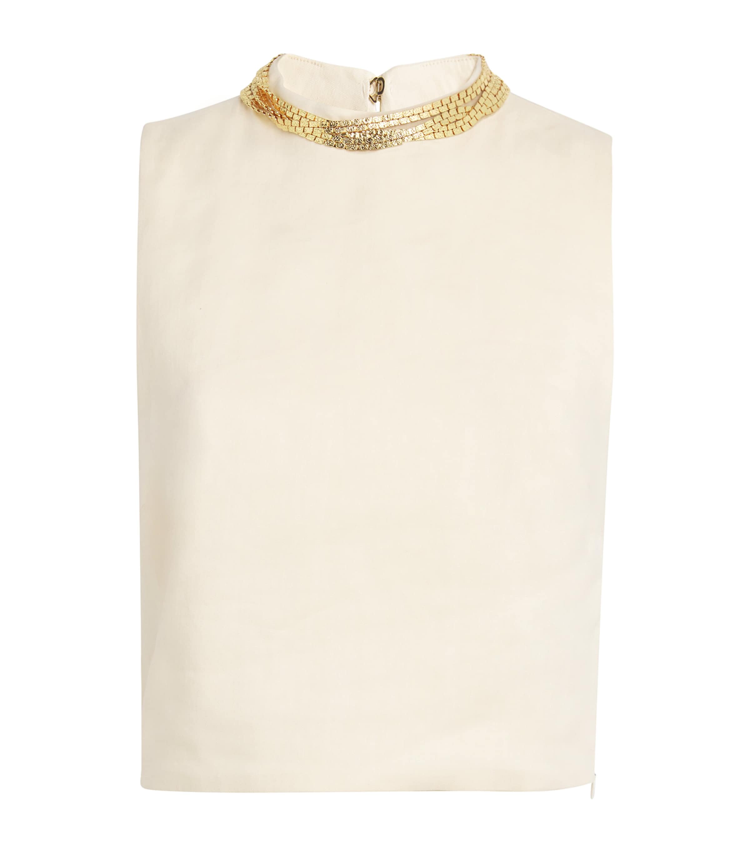 Sandro Necklace-embellished Top In Beige